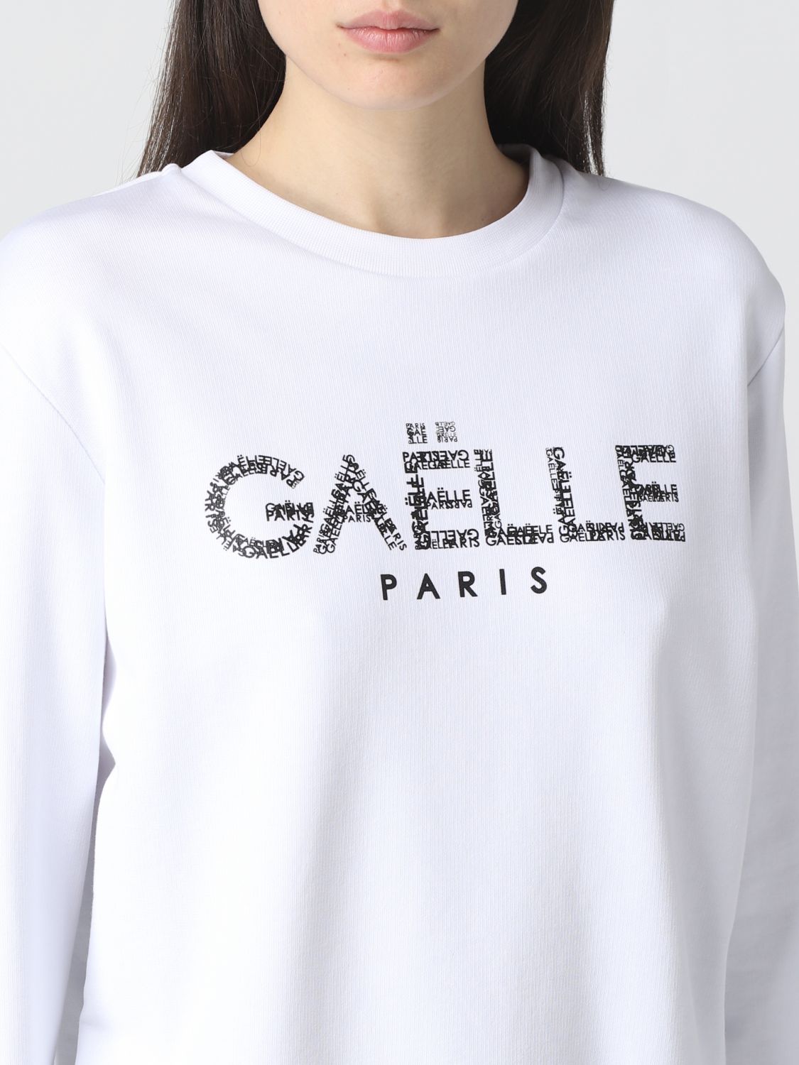 GAËLLE PARIS: cropped sweatshirt in cotton with logo - White | Gaëlle ...