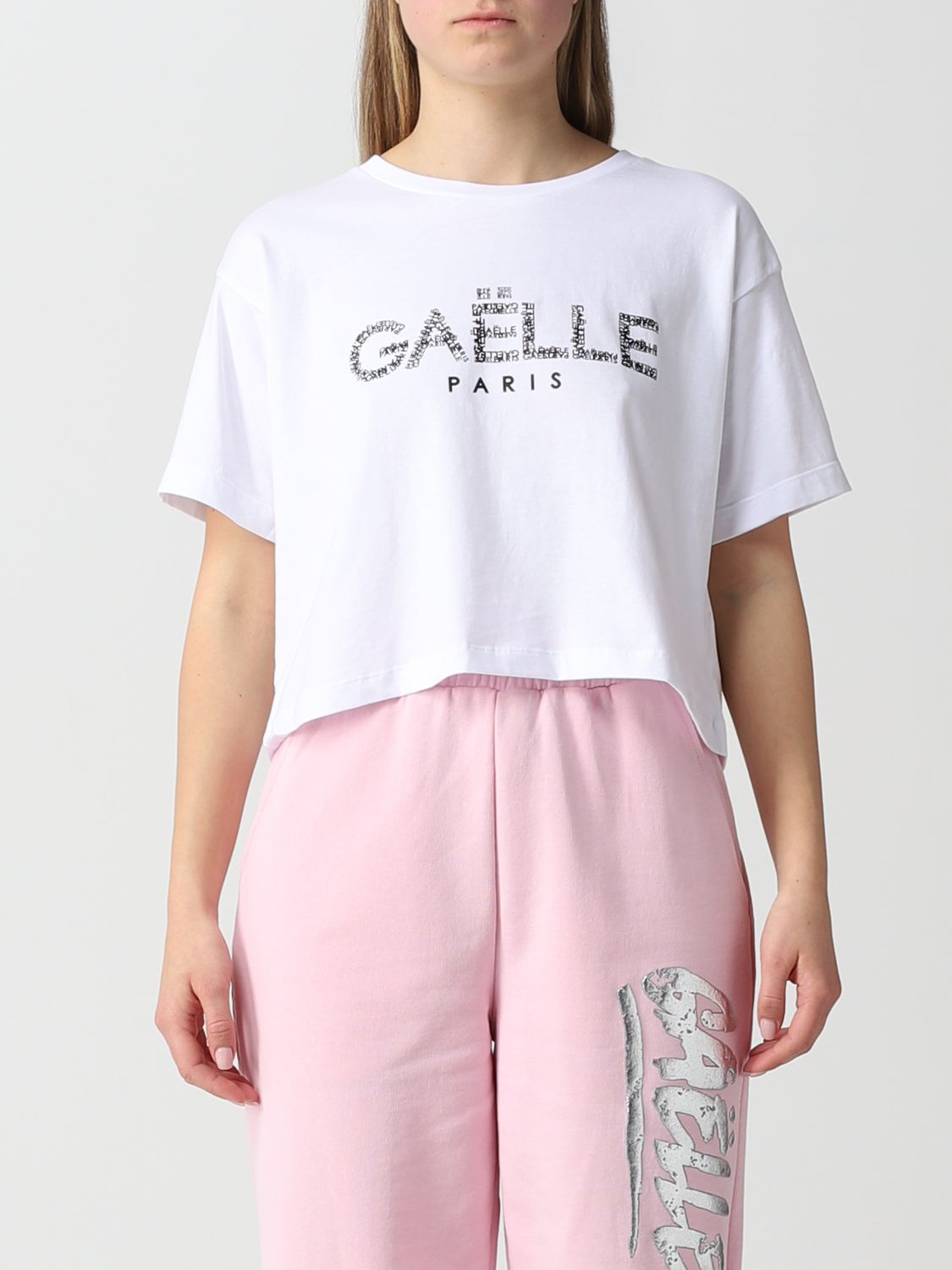 GAËLLE PARIS: T-shirt with logo print - White | Gaëlle Paris t-shirt ...