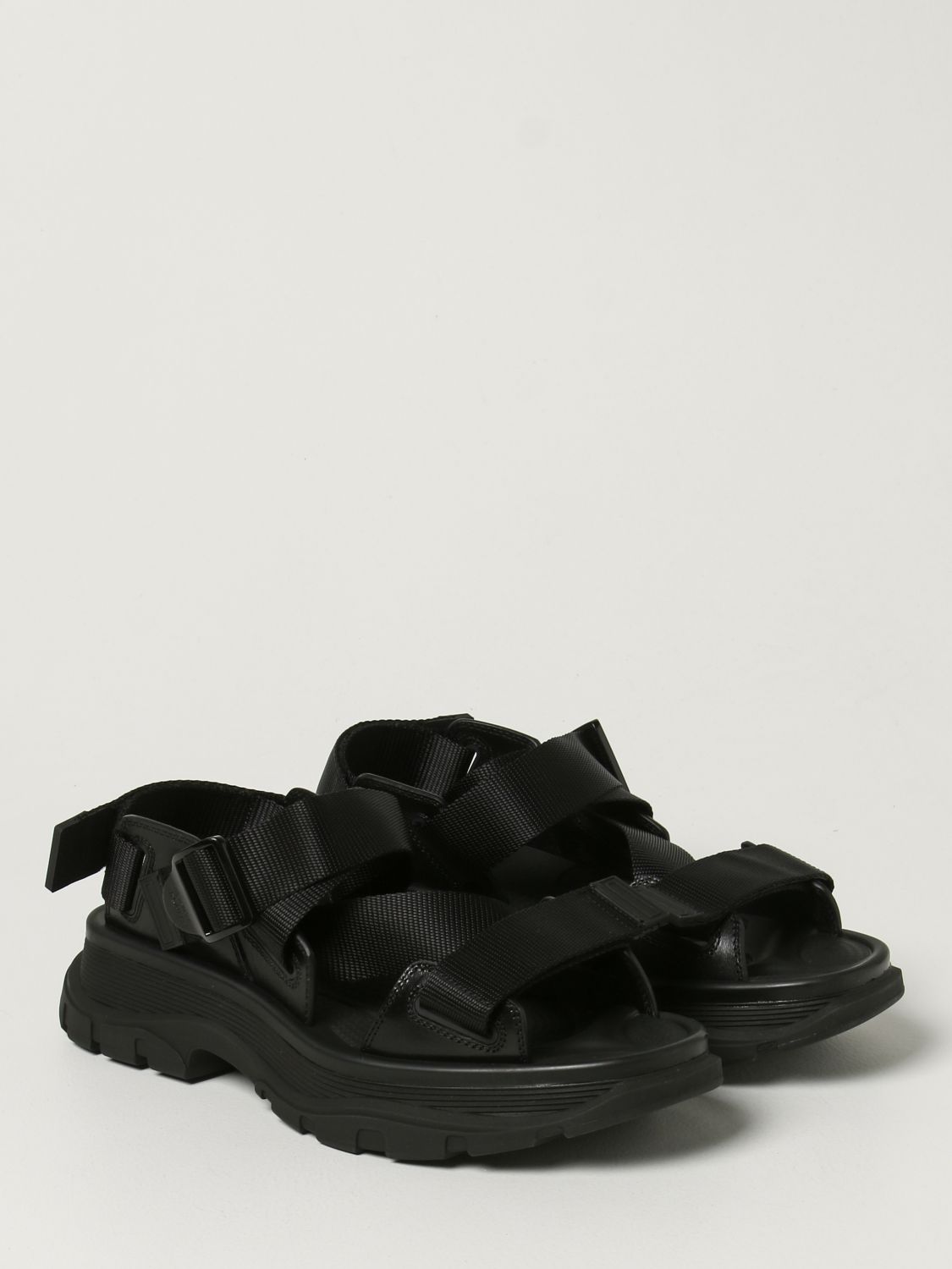 ALEXANDER MCQUEEN: sandals ribbons - Black | Mcqueen 667815W4R51 on GIGLIO.COM