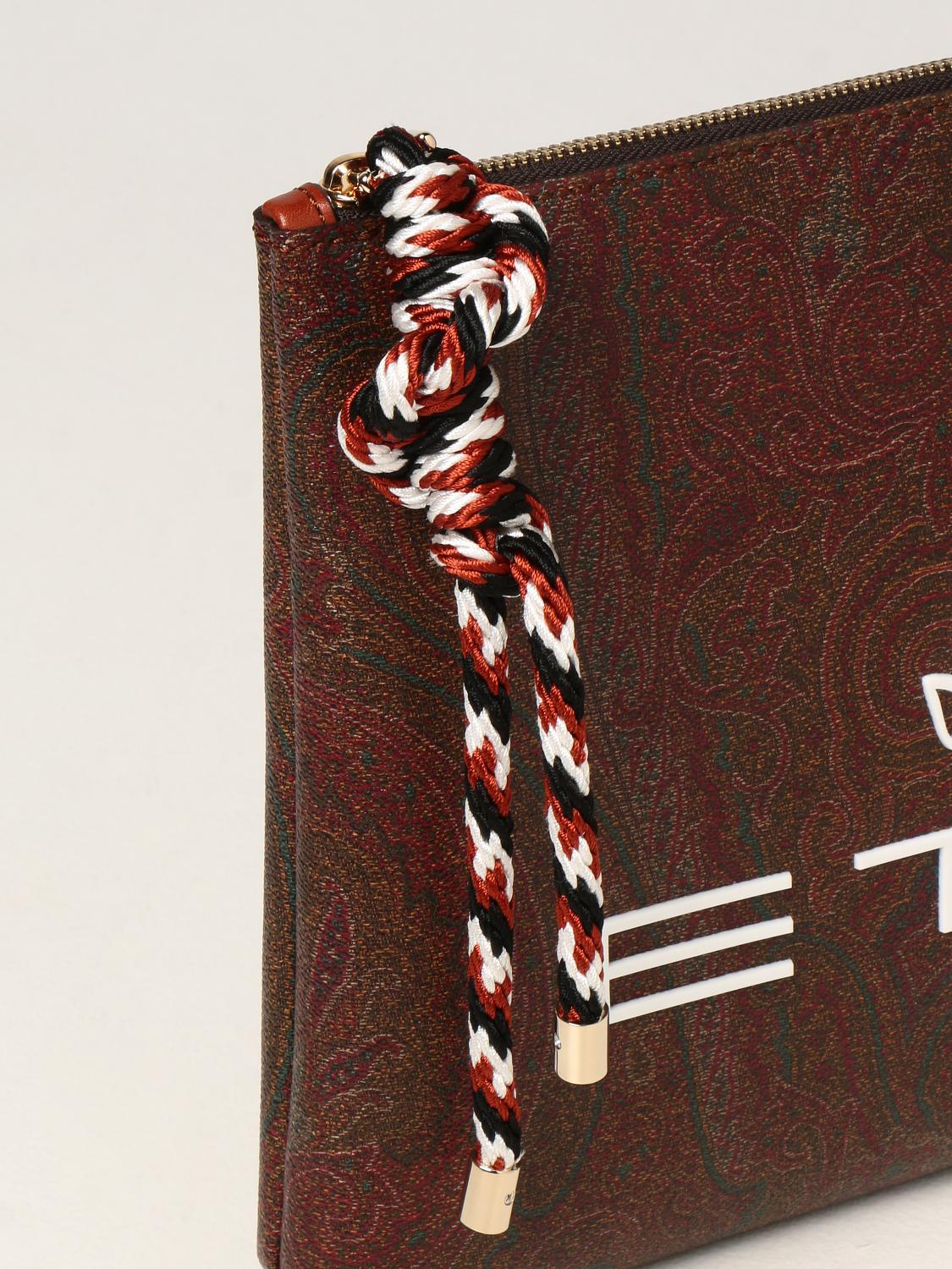 ETRO: Pochette in tessuto paisley - Marrone | Clutch Etro 1E5797039  GIGLIO.COM