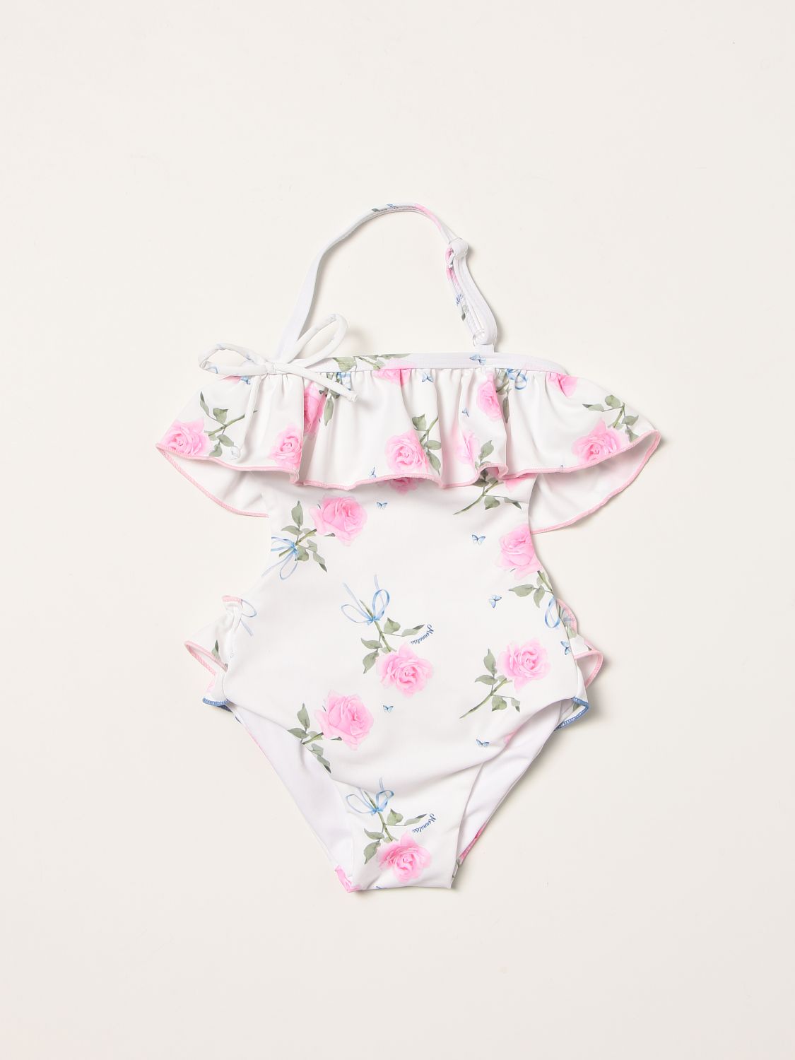Monnalisa Babies' Floral Patterned Swimsuit In Multicolor