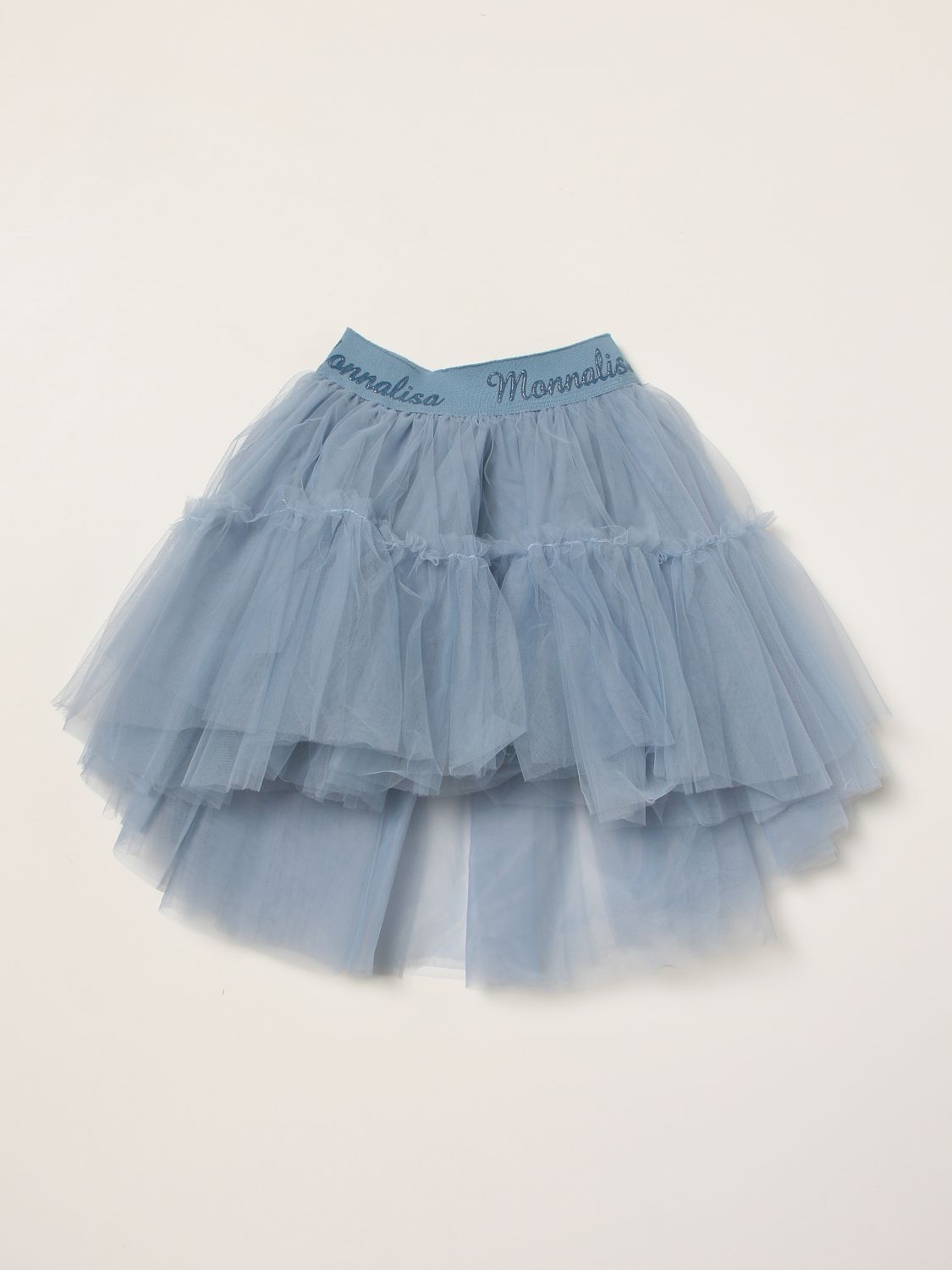Skirt Monnalisa: Monnalisa wide skirt in tulle gnawed blue 1