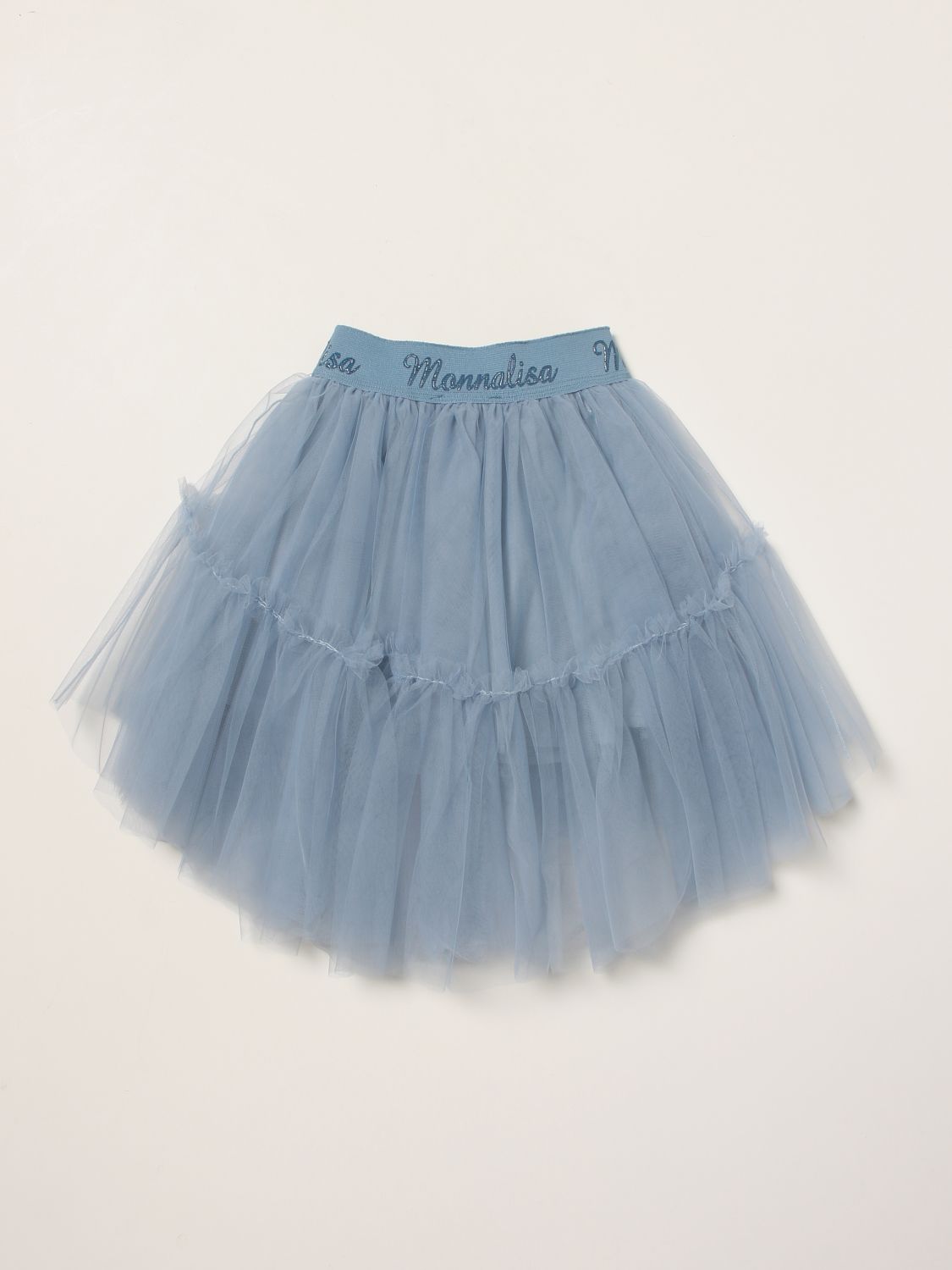 Skirt Monnalisa: Monnalisa wide skirt in tulle gnawed blue 2