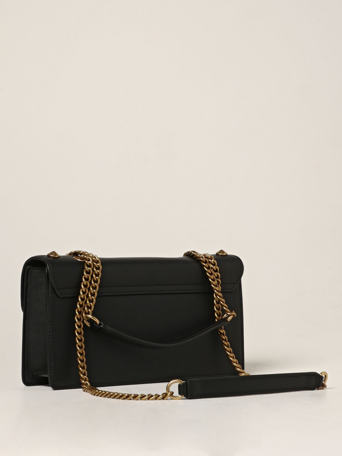 Leather Studded Messenger Bag in Black - Versace