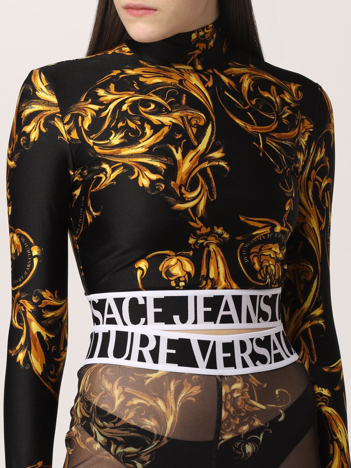 VERSACE JEANS COUTURE: T恤女士- 黑色| 上衣Versace Jeans Couture 72HAH6A7JS055  GIGLIO.COM