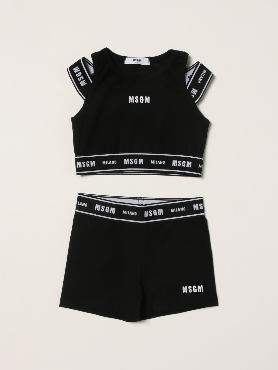 Msgm Kids top + shorts set with logo