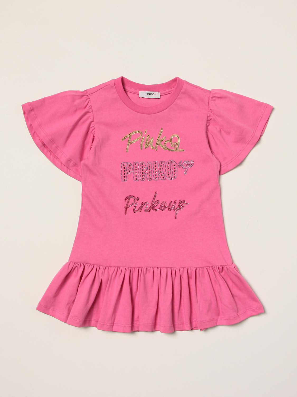 PINKO: Abito con logo di strass - Rosa | Abito Pinko 030407 GIGLIO.COM