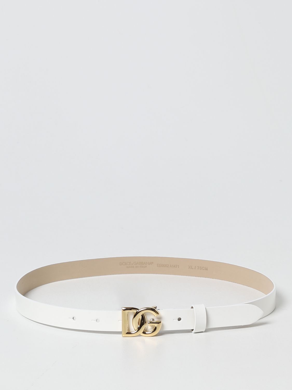 DOLCE & GABBANA: patent leather belt - White | Dolce & Gabbana belt ...