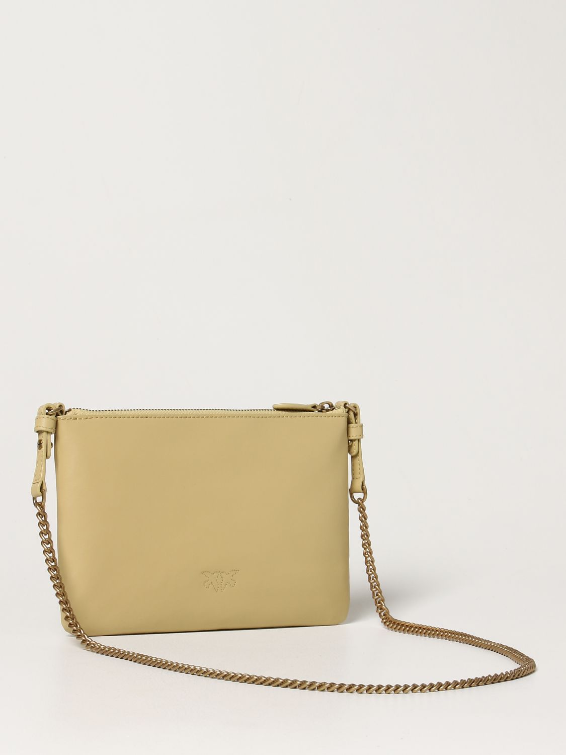 PINKO: Simply flat clutch bag in leather - Gold | Pinko crossbody bags ...