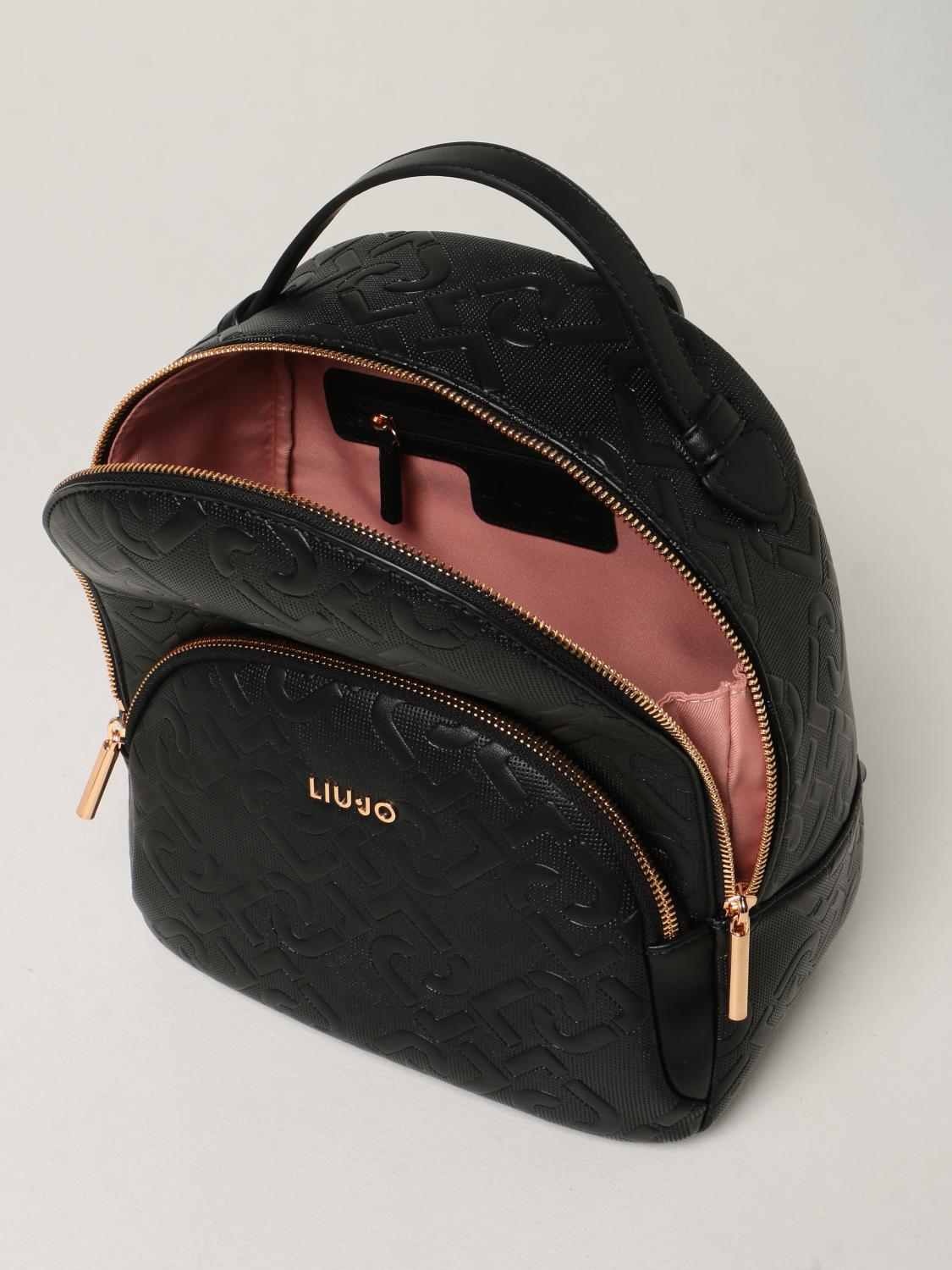 LIU JO: backpack in synthetic leather with embossed LJ - Black | Backpack  Liu Jo AA2078E0040 GIGLIO.COM