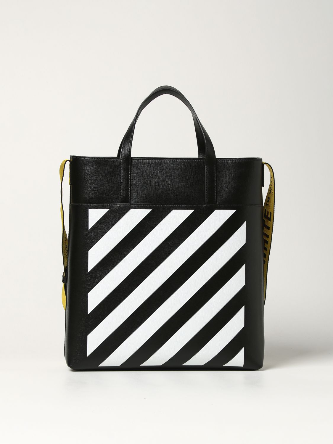 Bags Off-White: Off White shopping bag in saffiano leather black 1