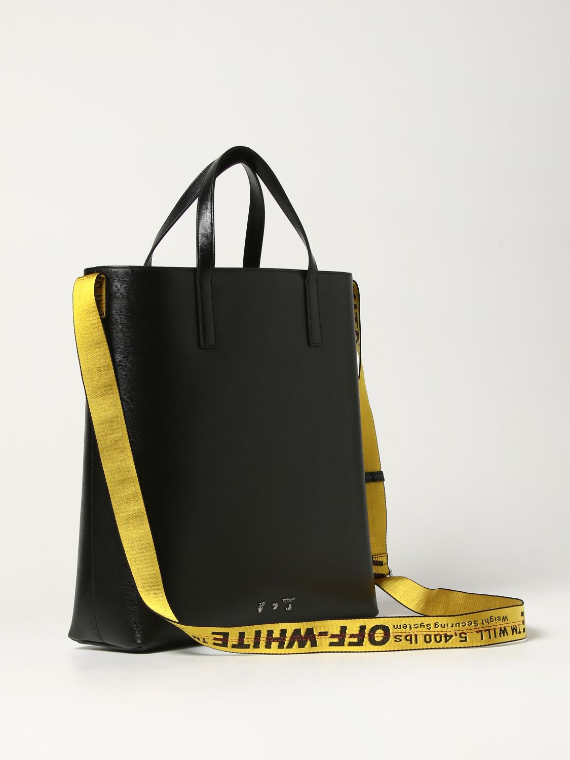 Bags Off-White: Off White shopping bag in saffiano leather black 3