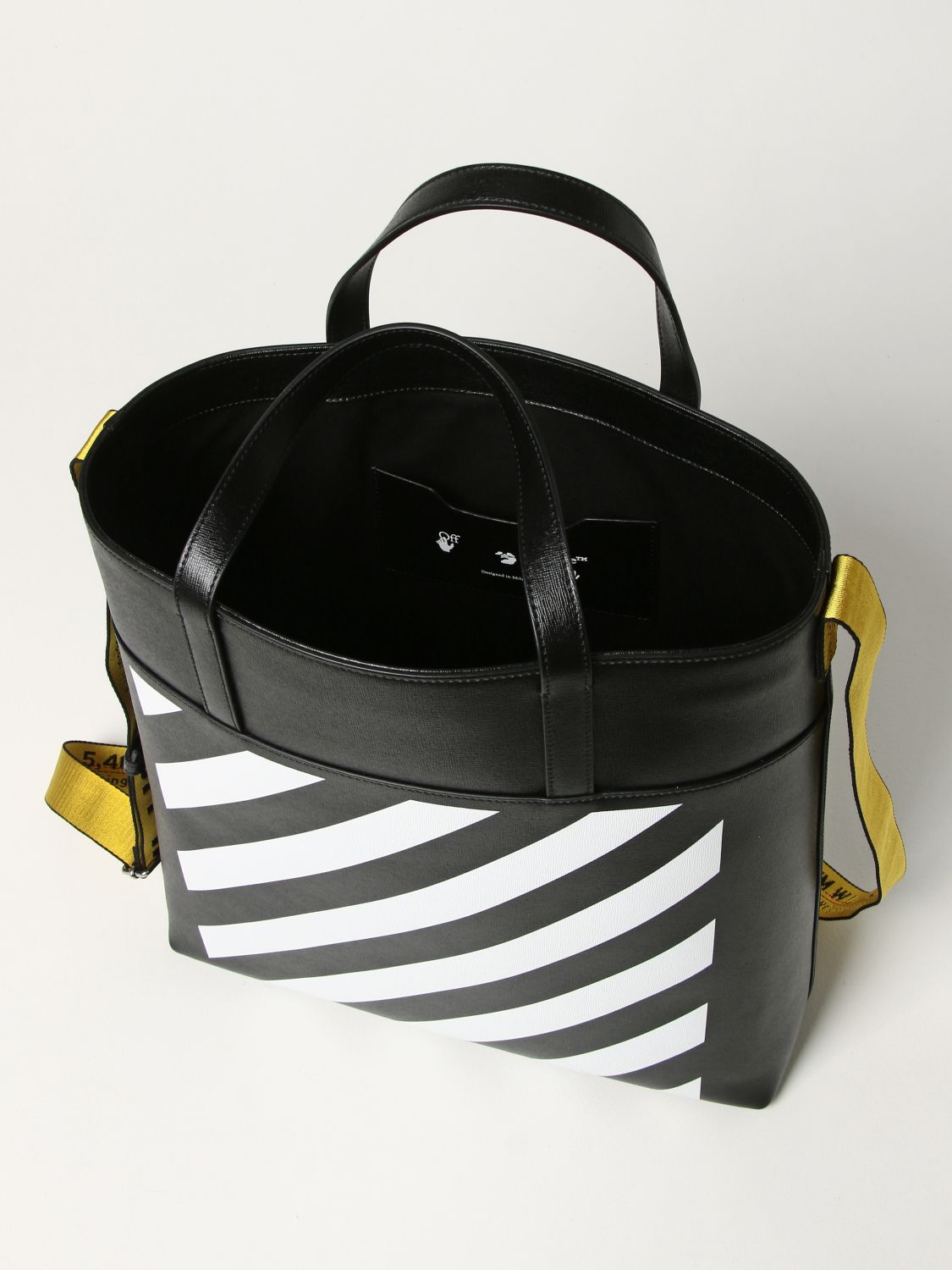 Bags Off-White: Off White shopping bag in saffiano leather black 5