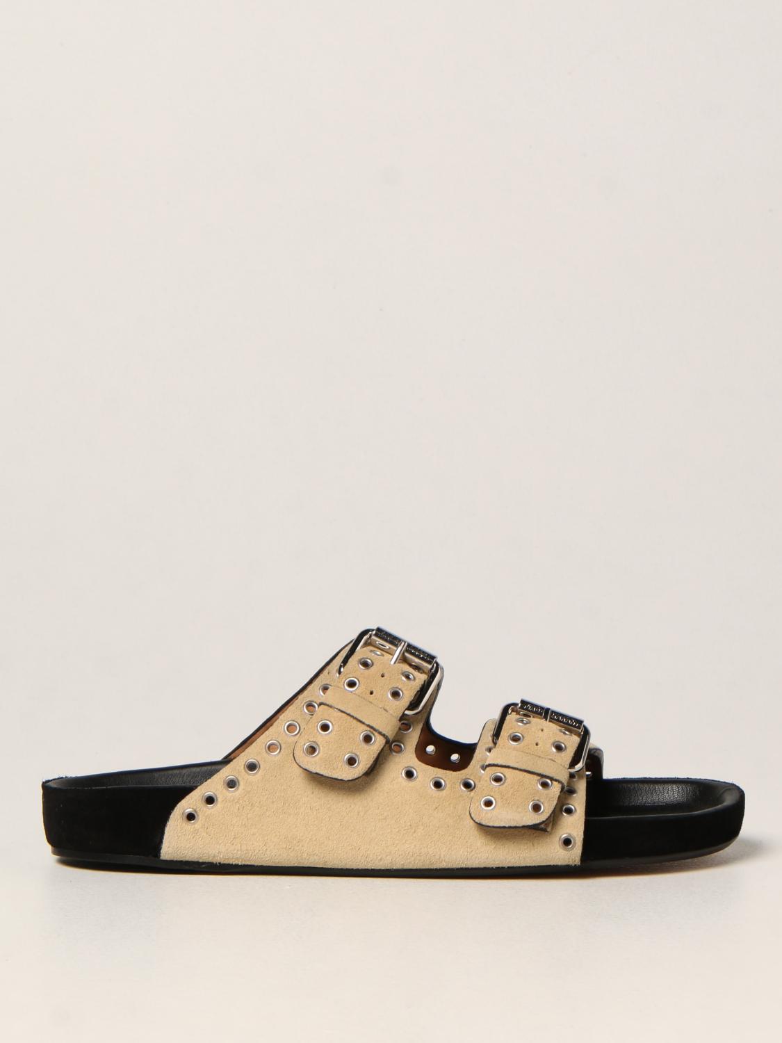 isabel marant lennyo grommet suede slides