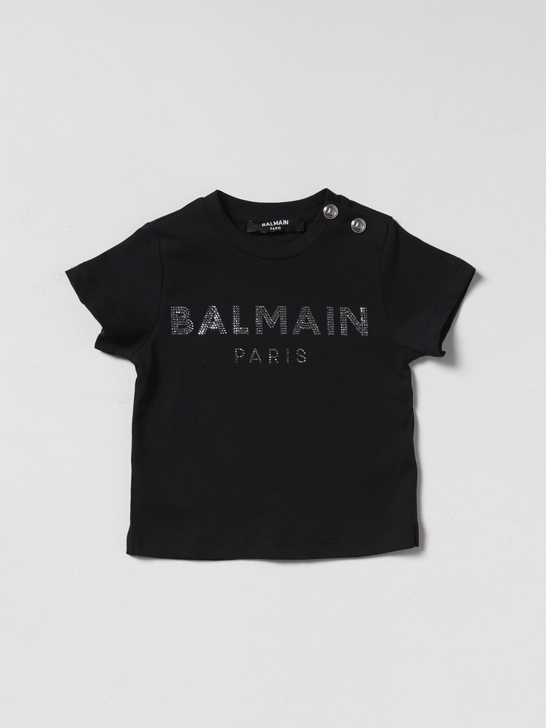 BALMAIN: cotton t-shirt with logo - Black | Balmain t-shirt 6Q8801J0006 ...