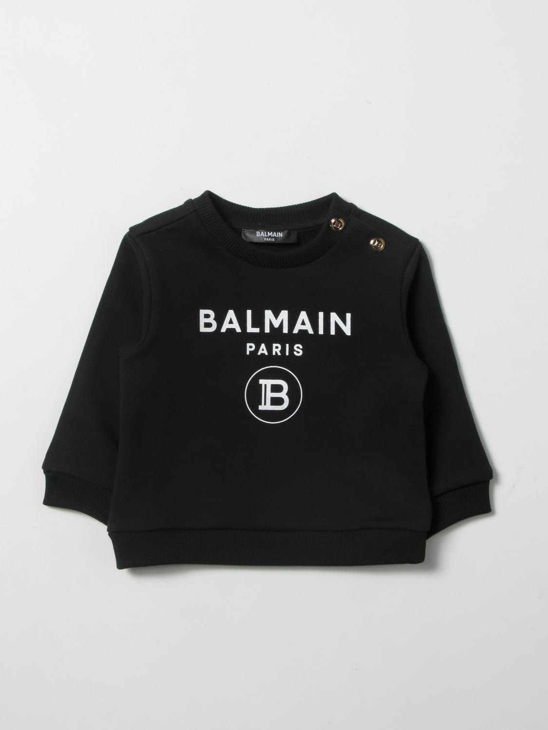 BALMAIN: Felpa in cotone con logo - Nero | Maglia Balmain 6Q4A10Z0001  GIGLIO.COM