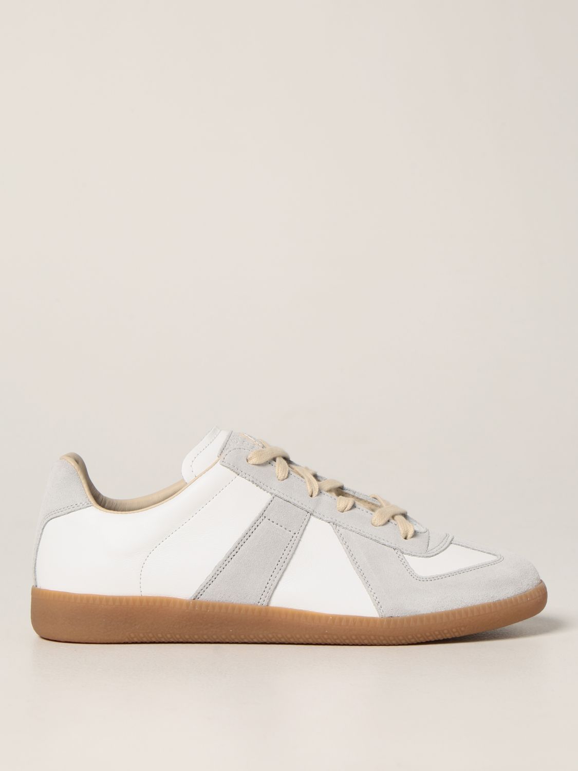 MAISON MARGIELA: Replica suede and leather sneakers - White | Maison ...