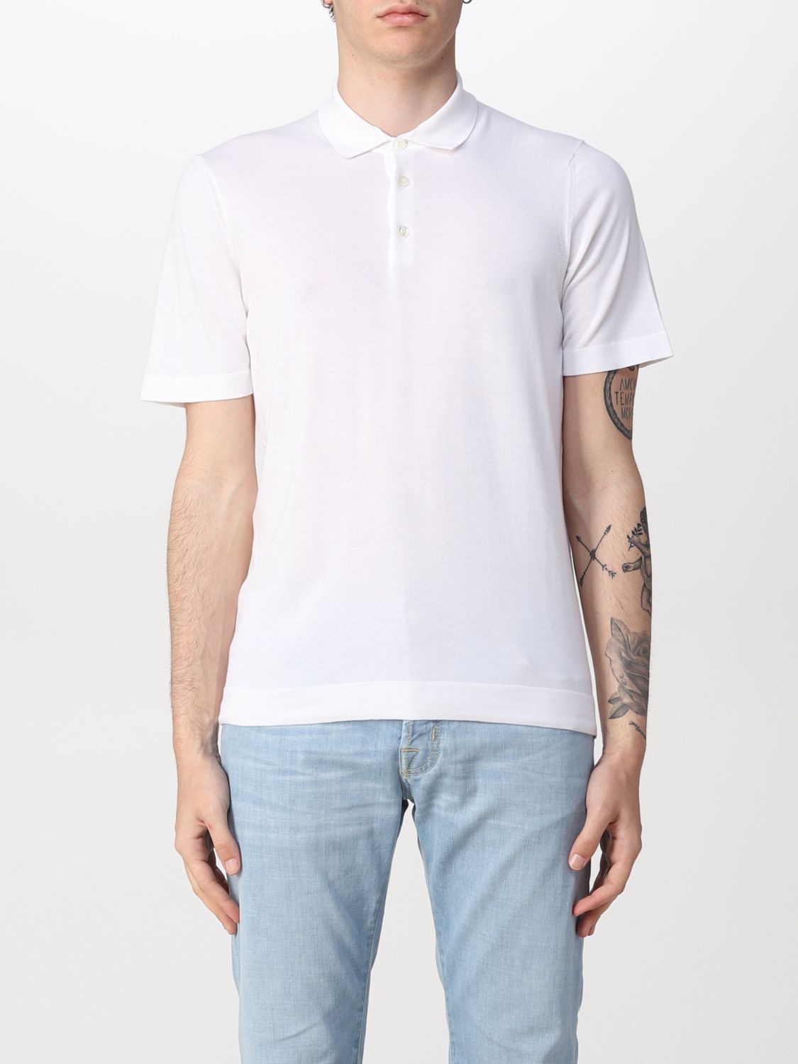 Drumohr Basic Cotton Polo Shirt In White