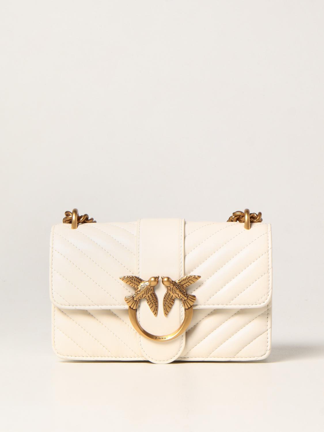 PINKO: Love Mini Icon bag in quilted nappa - Ivory | Crossbody Bags Pinko  1P22JUY7SQ GIGLIO.COM