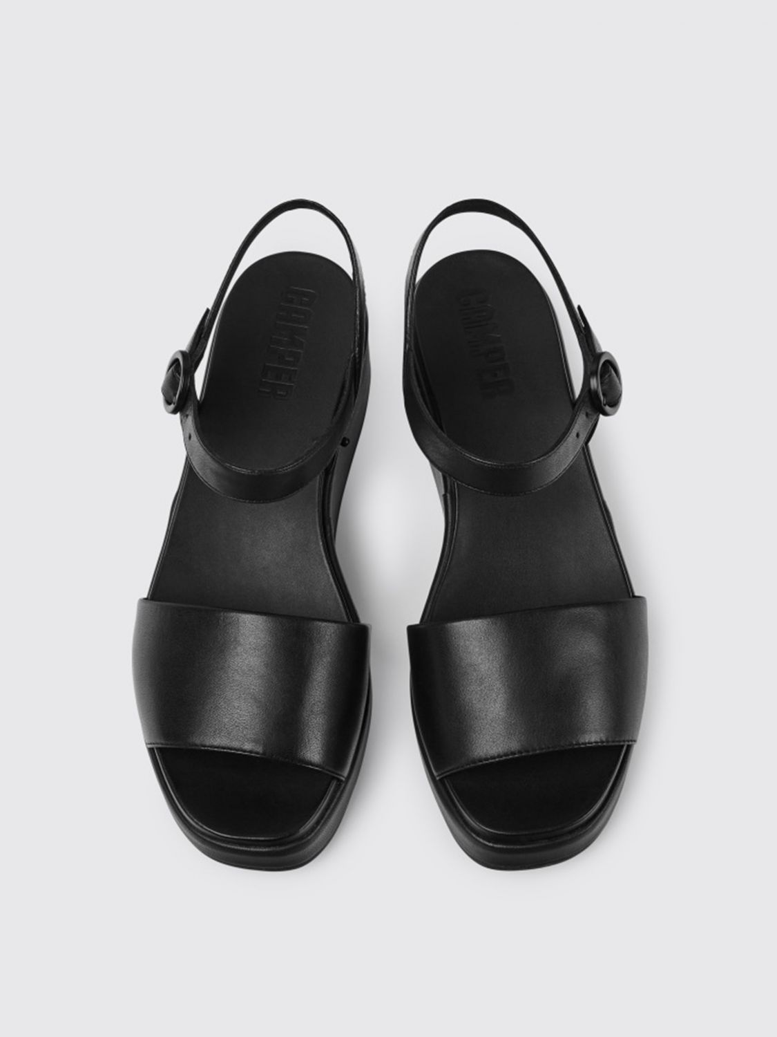 Chaussures compensées Camper: Sandales plates femme Camper noir 4