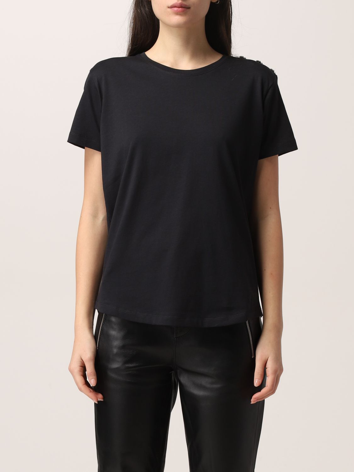 CUSTOMMADE: Molly Crystal T-shirt with jewel buttons - Black ...