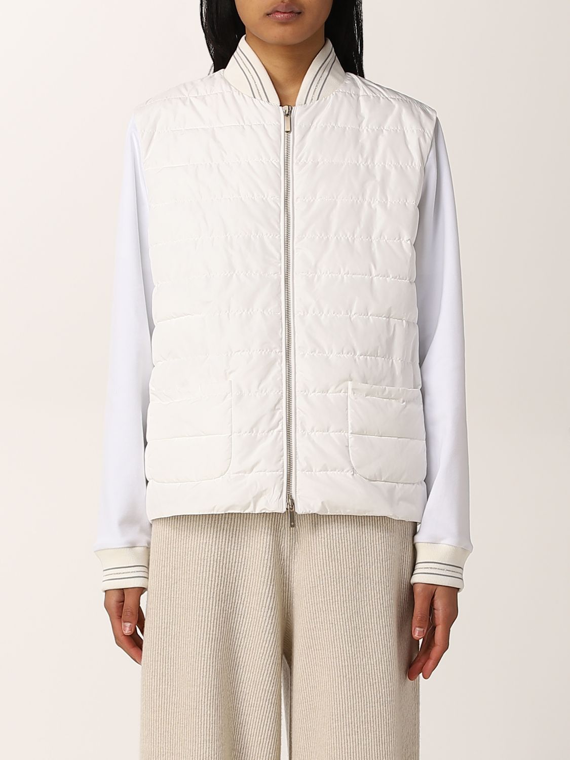 Jacket Lorena Antoniazzi: Lorena Antoniazzi nylon bomber jacket white 1