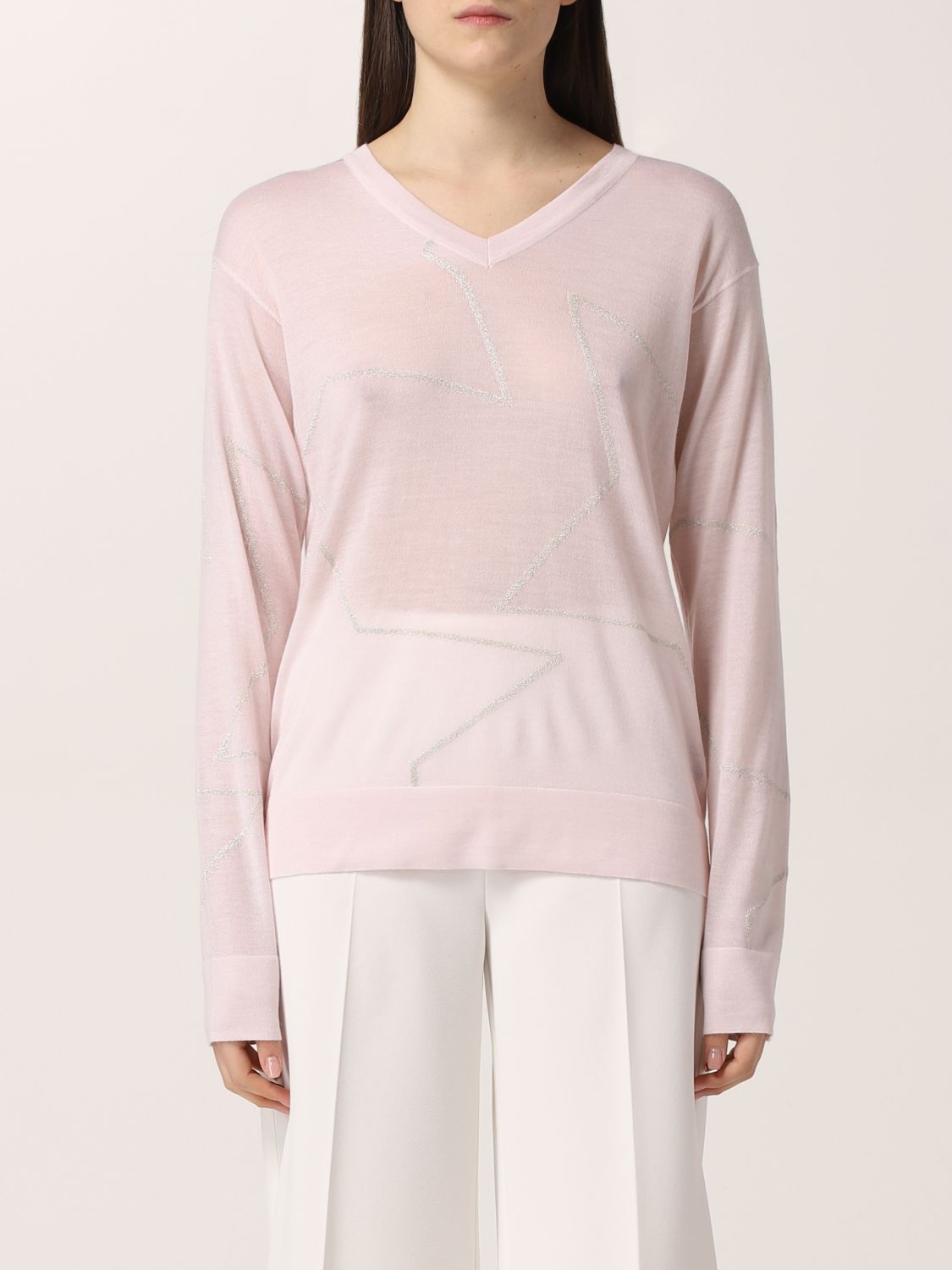 Sweater Lorena Antoniazzi: Lorena Antoniazzi sweater with glitter stars pink 1