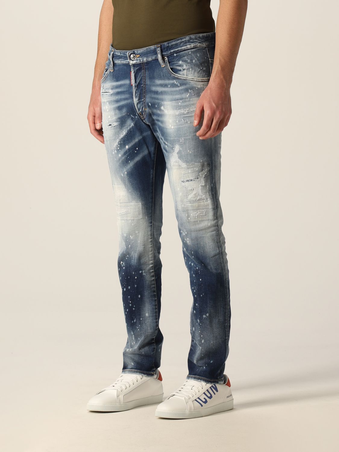 Dsquared2 ripped jeans in washed denim