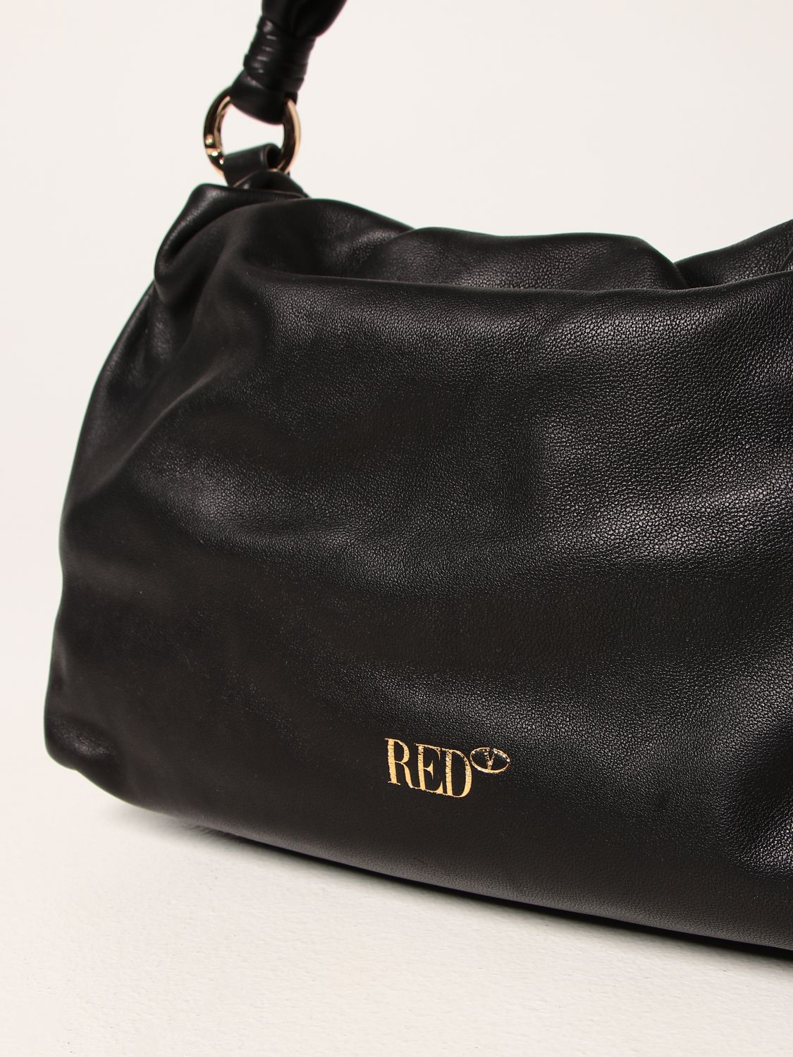 Handbag Red(V): Turnered Red (V) leather bag black 4