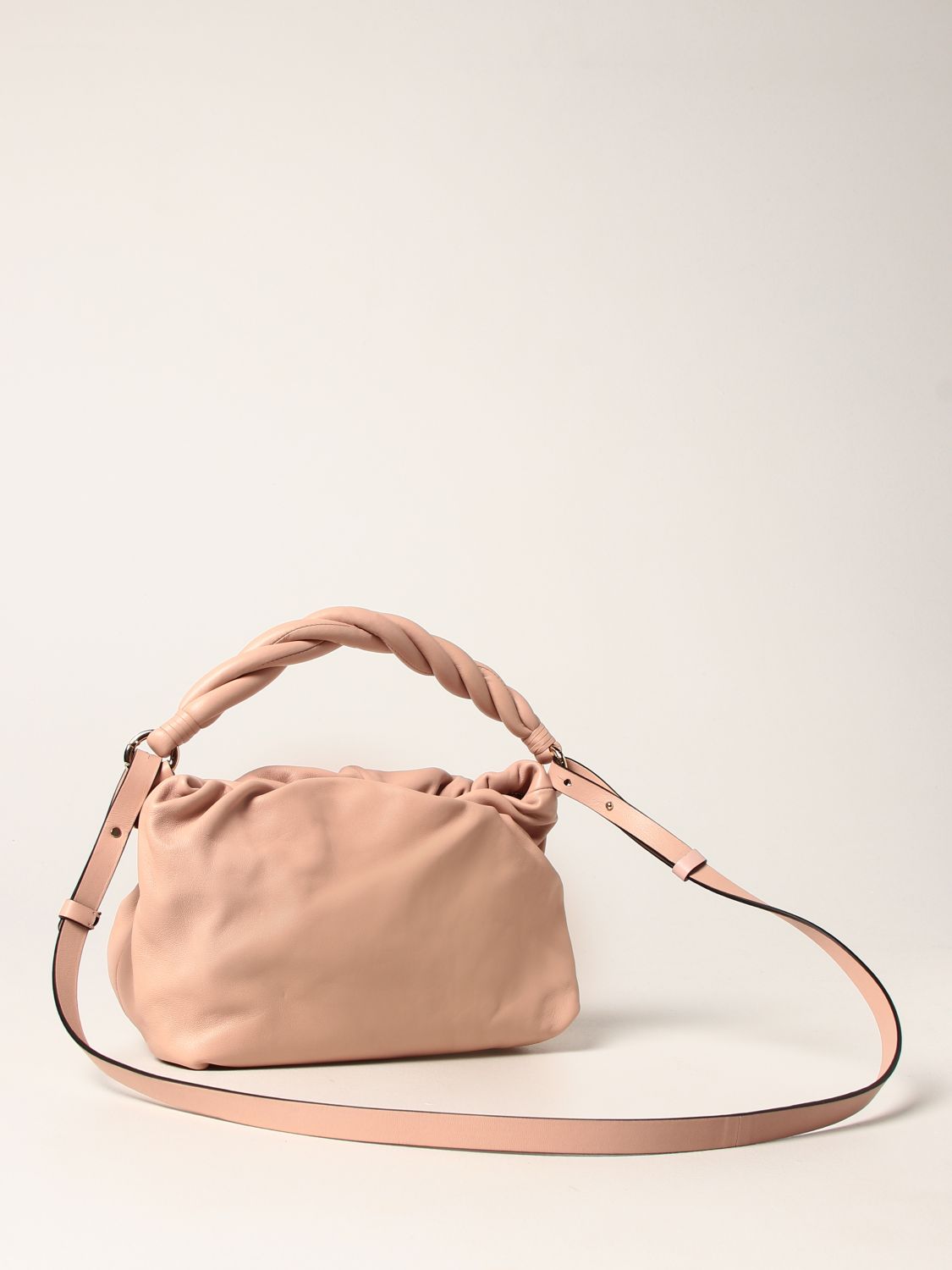 Handbag Red(V): Turnered Red (V) leather bag pink 3