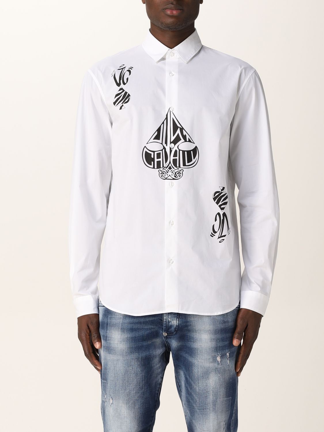 JUST CAVALLI: shirt in cotton with prints - White | Just Cavalli shirt ...