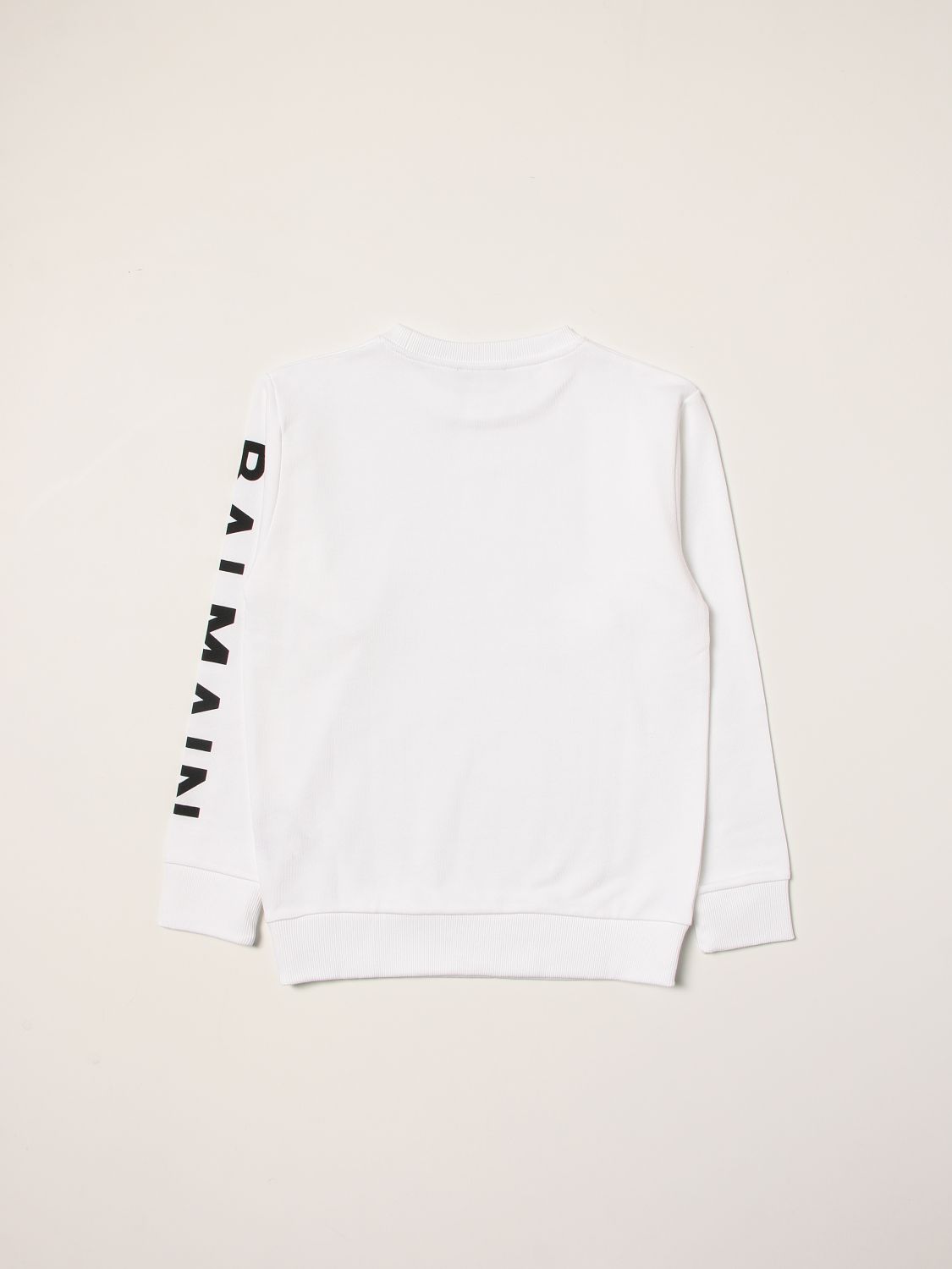 BALMAIN: cotton sweatshirt with logo - White | Balmain jumper ...