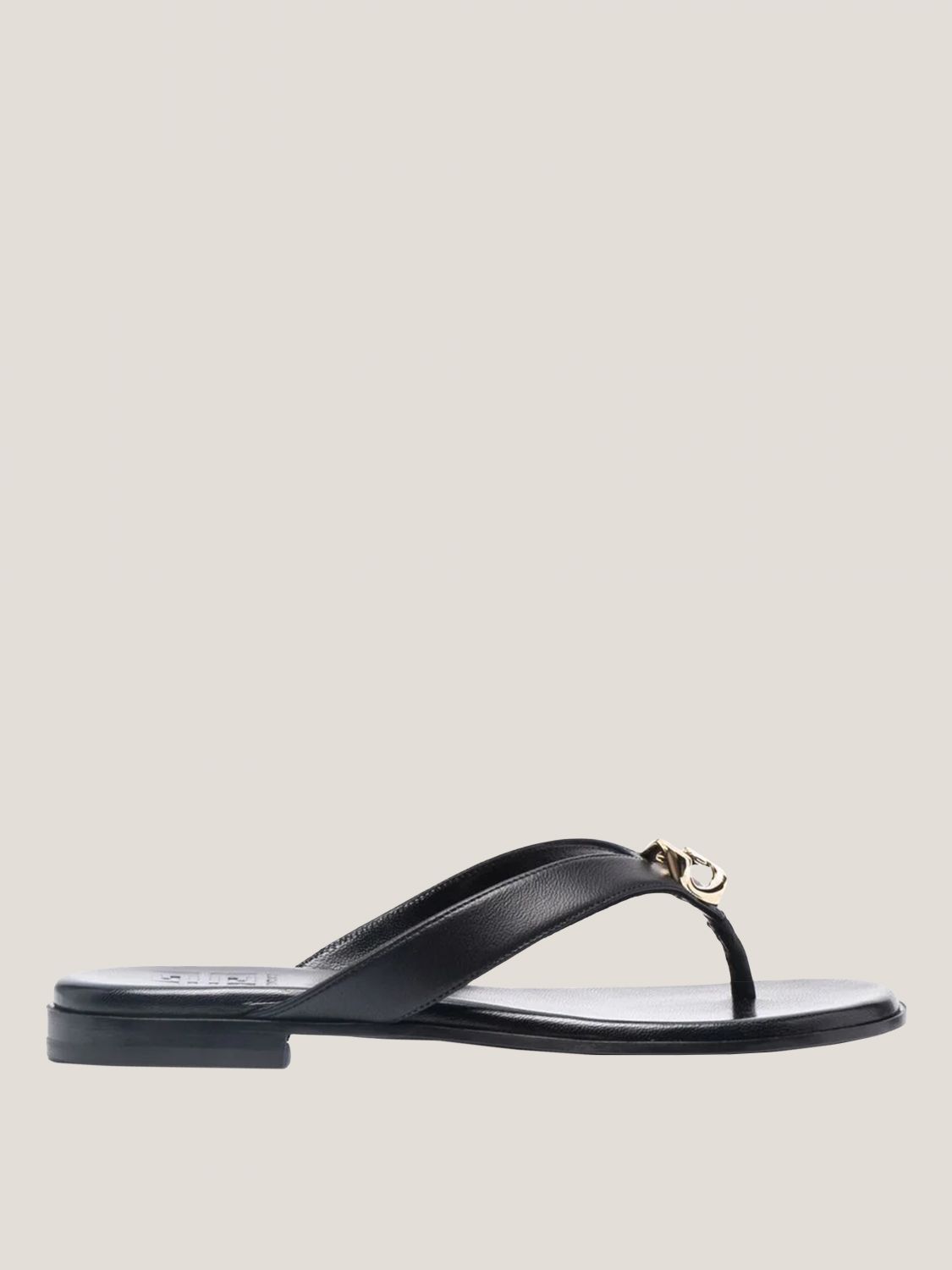 GIVENCHY: leather thong sandal with logo plaque | Flat Sandals Givenchy ...