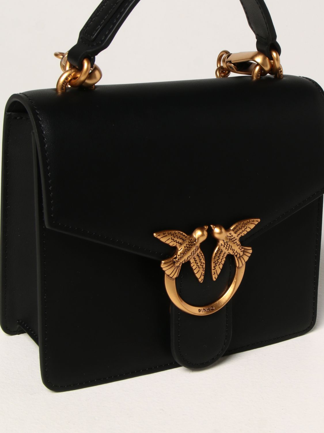 PINKO: Love Mini Handle Simply bag in leather - Black | Pinko mini bag ...