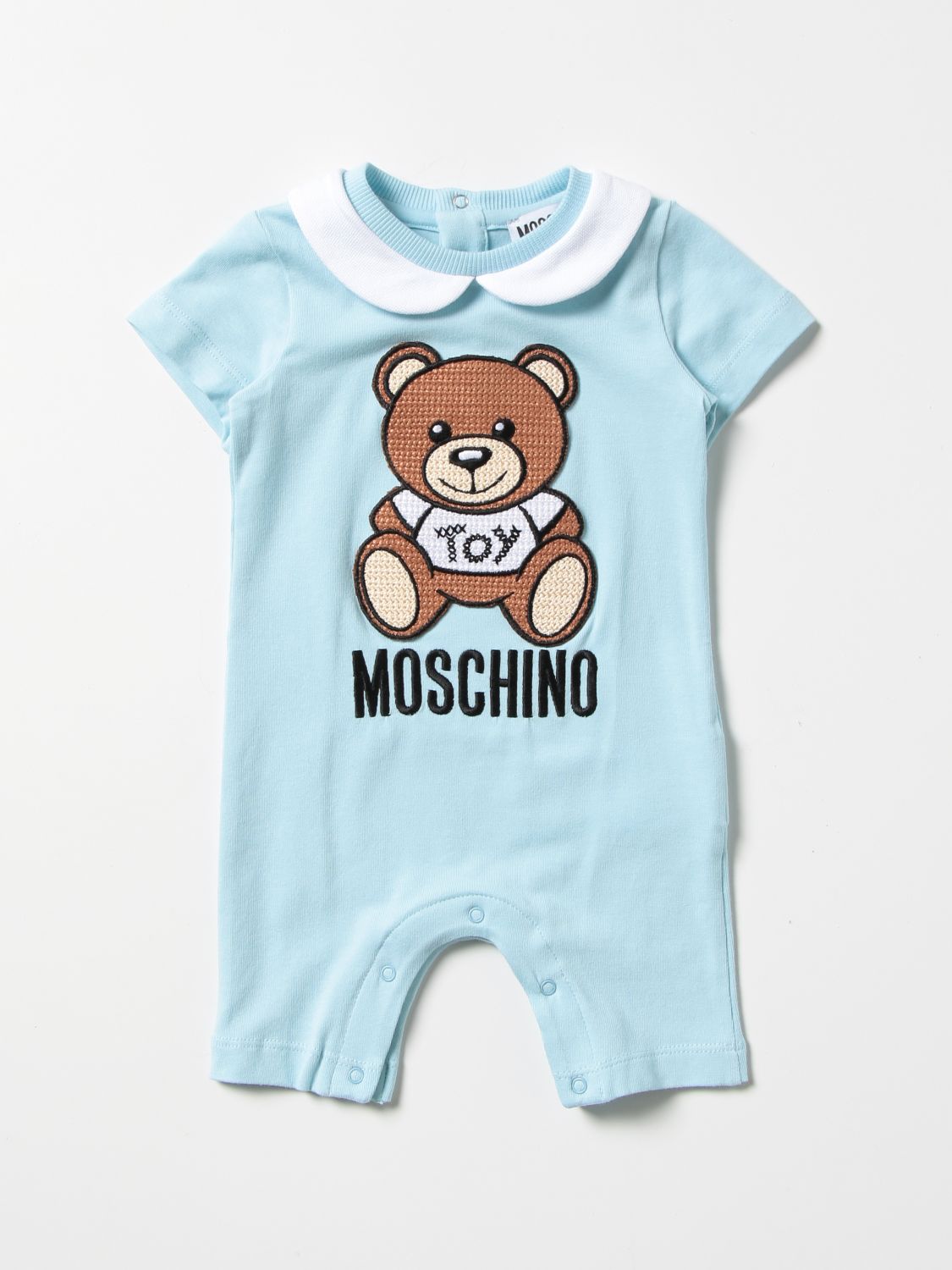 Moschino Baby Babies' Long Romper With Teddy Bear In Sky