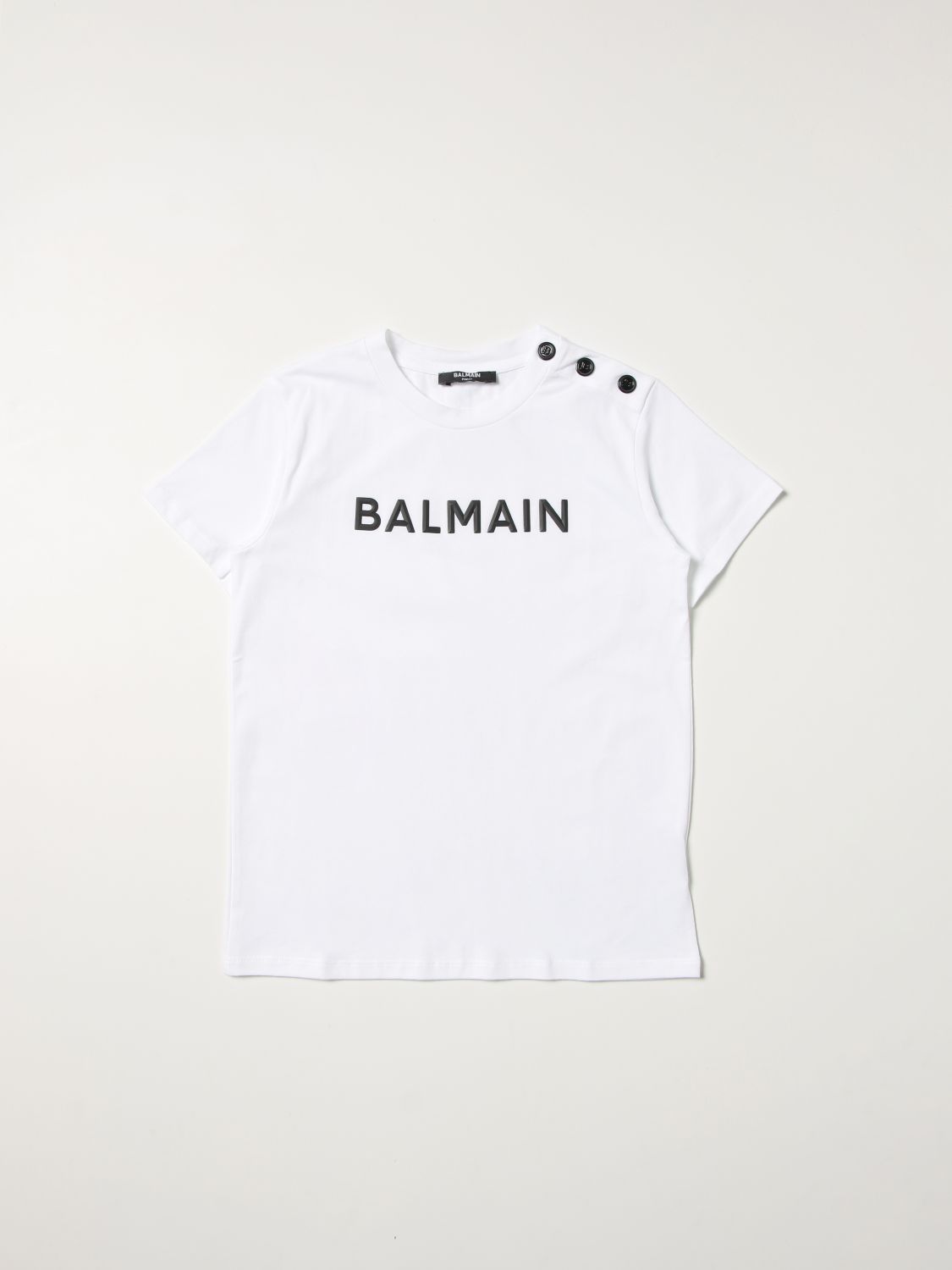 BALMAIN: cotton t-shirt with logo - White 1 | Balmain t-shirt ...
