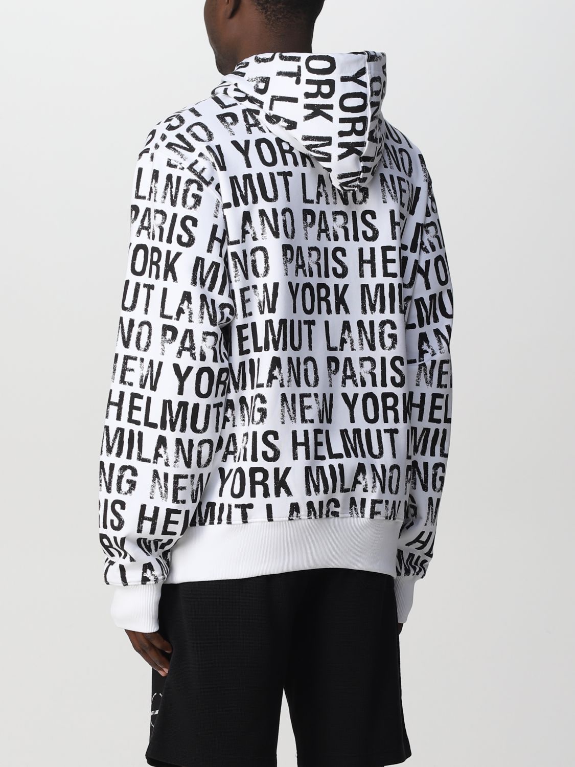 HELMUT LANG: cotton sweatshirt with logo - White | Helmut Lang ...