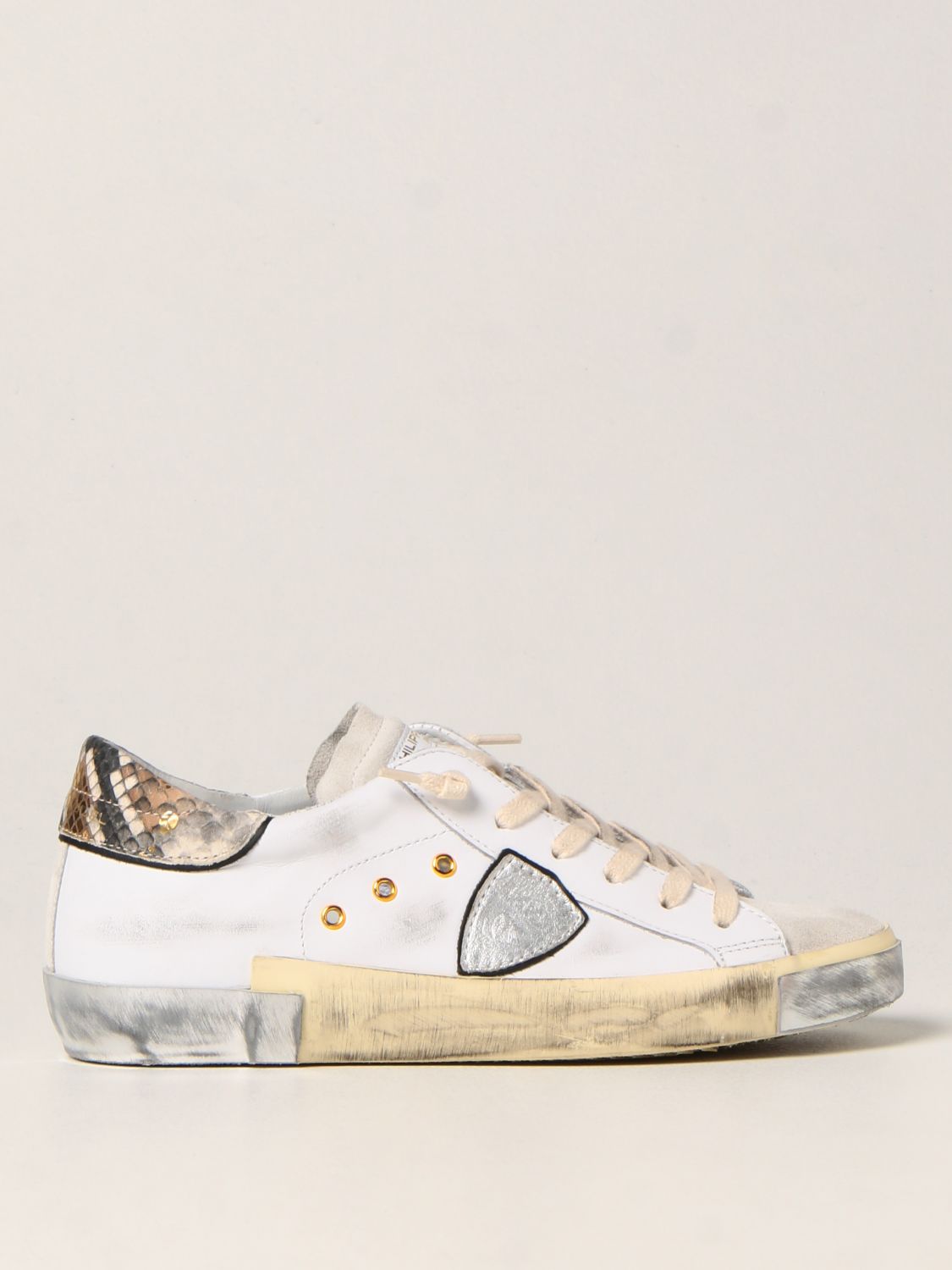 Philippe Model Veau Sneaker In Leather With Animalier Details In Bianco ...