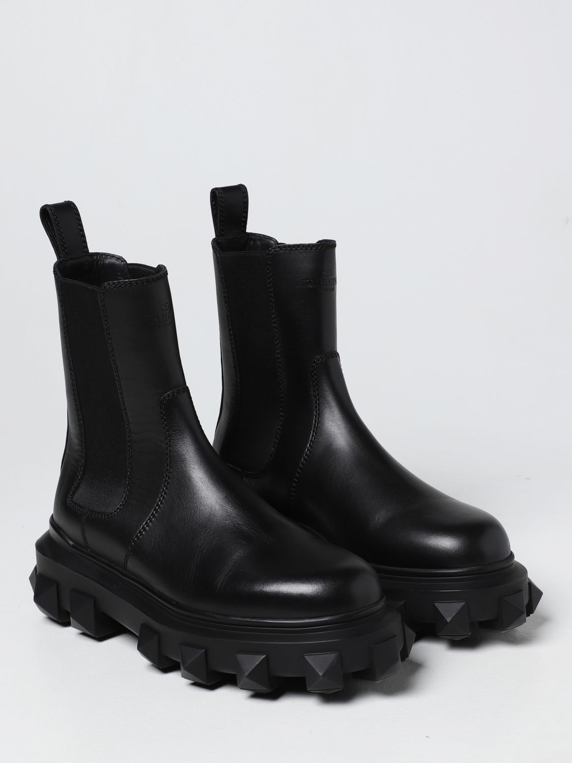 Boots Valentino Garavani: Valentino Garavani Trackstud leather boots black 2