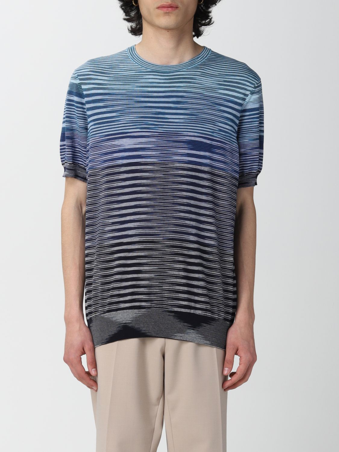 T-shirt Missoni: Missoni cotton t-shirt with stripes blue 1