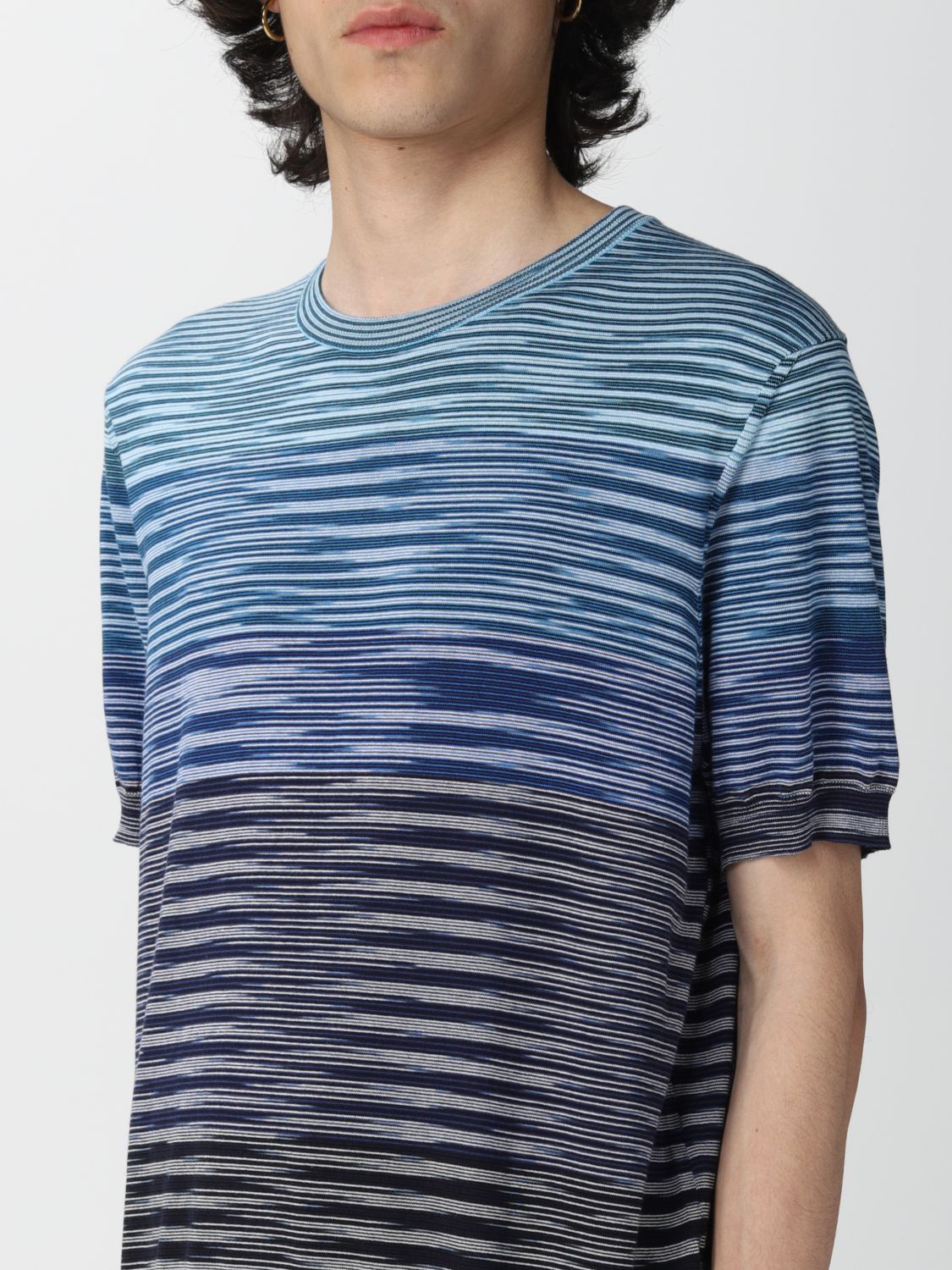 T-shirt Missoni: Missoni cotton t-shirt with stripes blue 3