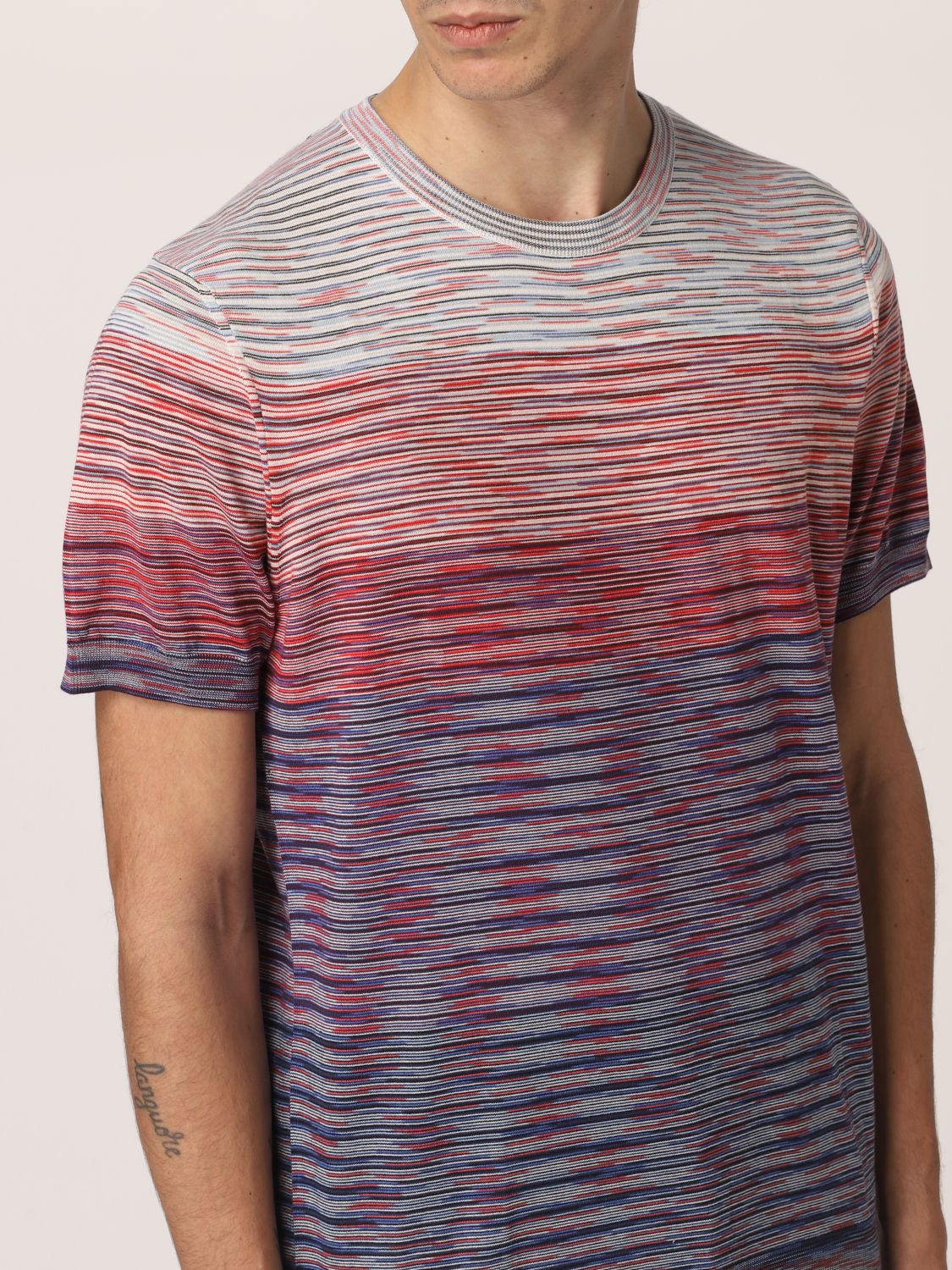 T-shirt Missoni: T-shirt Missoni in cotone con righe rosso 5
