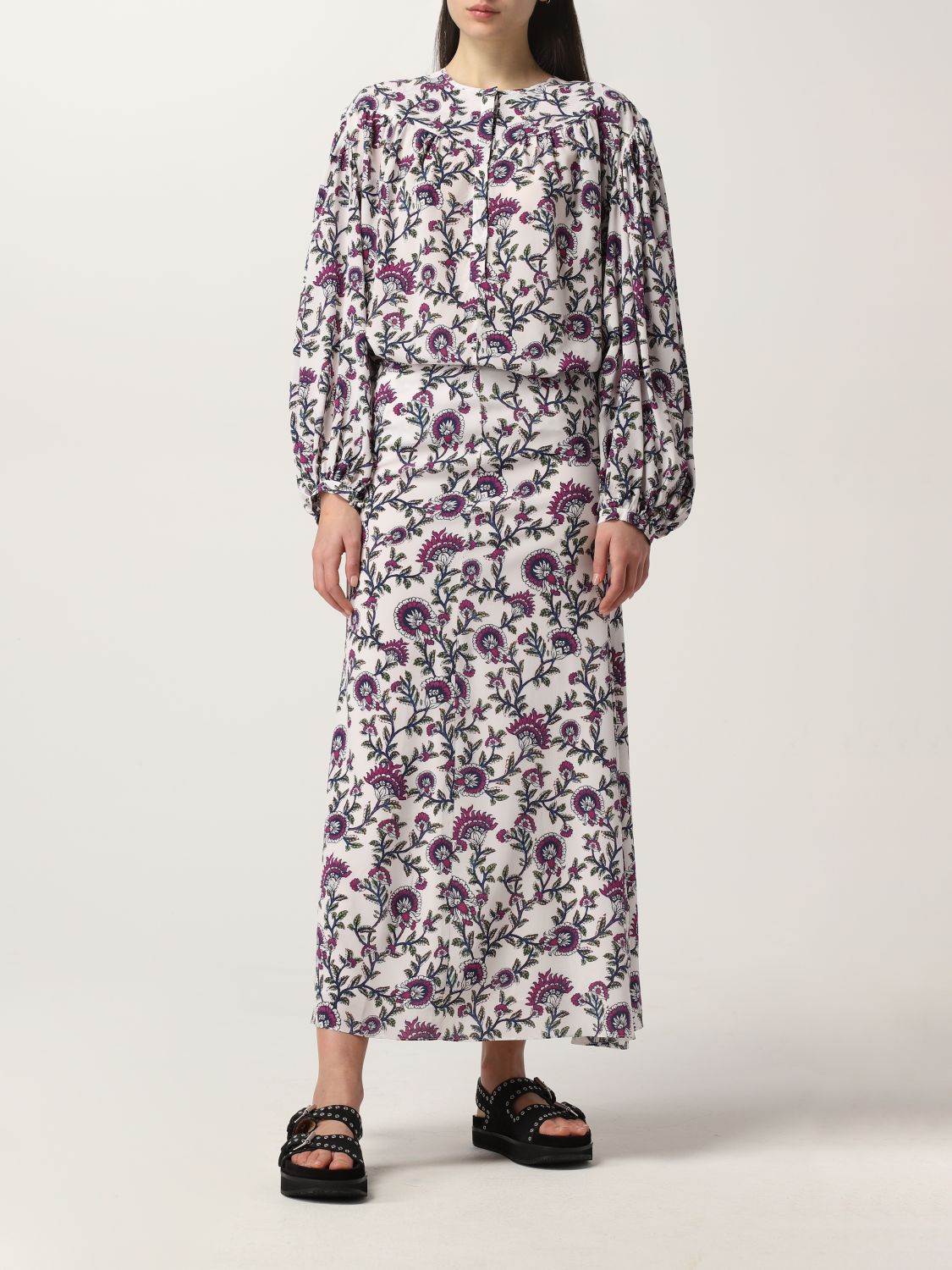 Skirt Isabel Marant: Isabel Marant long skirt with floral pattern ecru 2