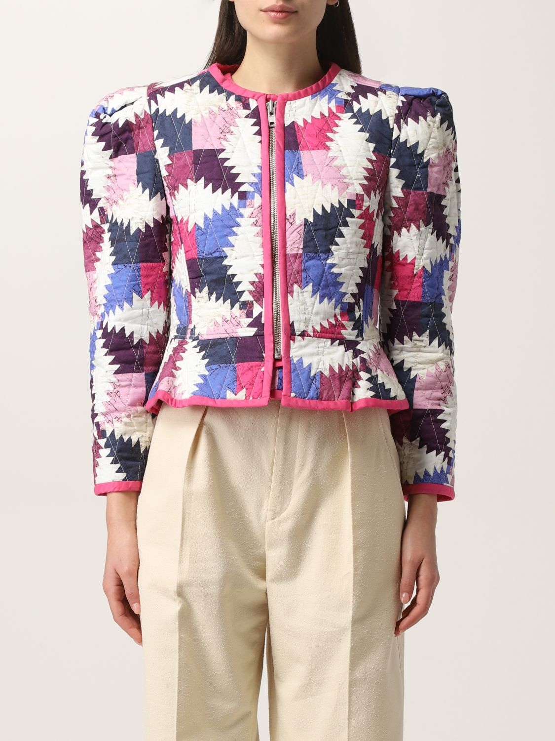 Aangenaam kennis te maken Dwars zitten Vet ISABEL MARANT ETOILE: cotton jacket with geometric pattern - Pink | Isabel  Marant Etoile jacket VE174122P008E online on GIGLIO.COM