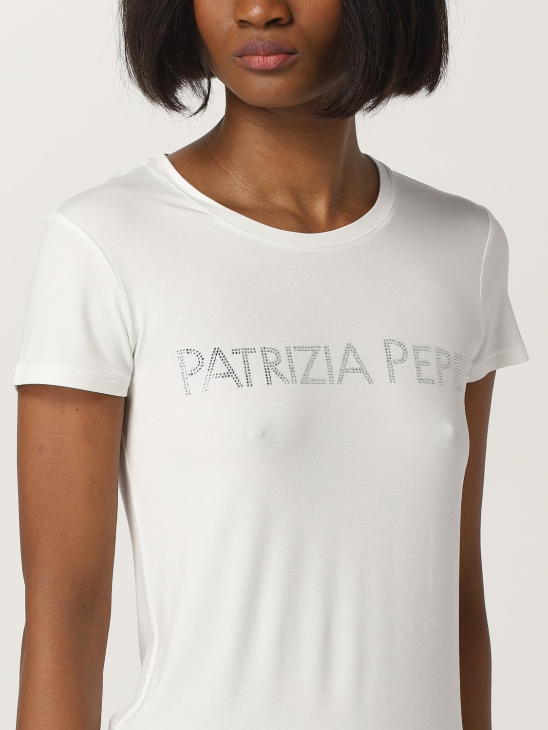 PATRIZIA PEPE: t-shirt in cotton with logo - White | T-Shirt Patrizia Pepe  8M1419J013 GIGLIO.COM