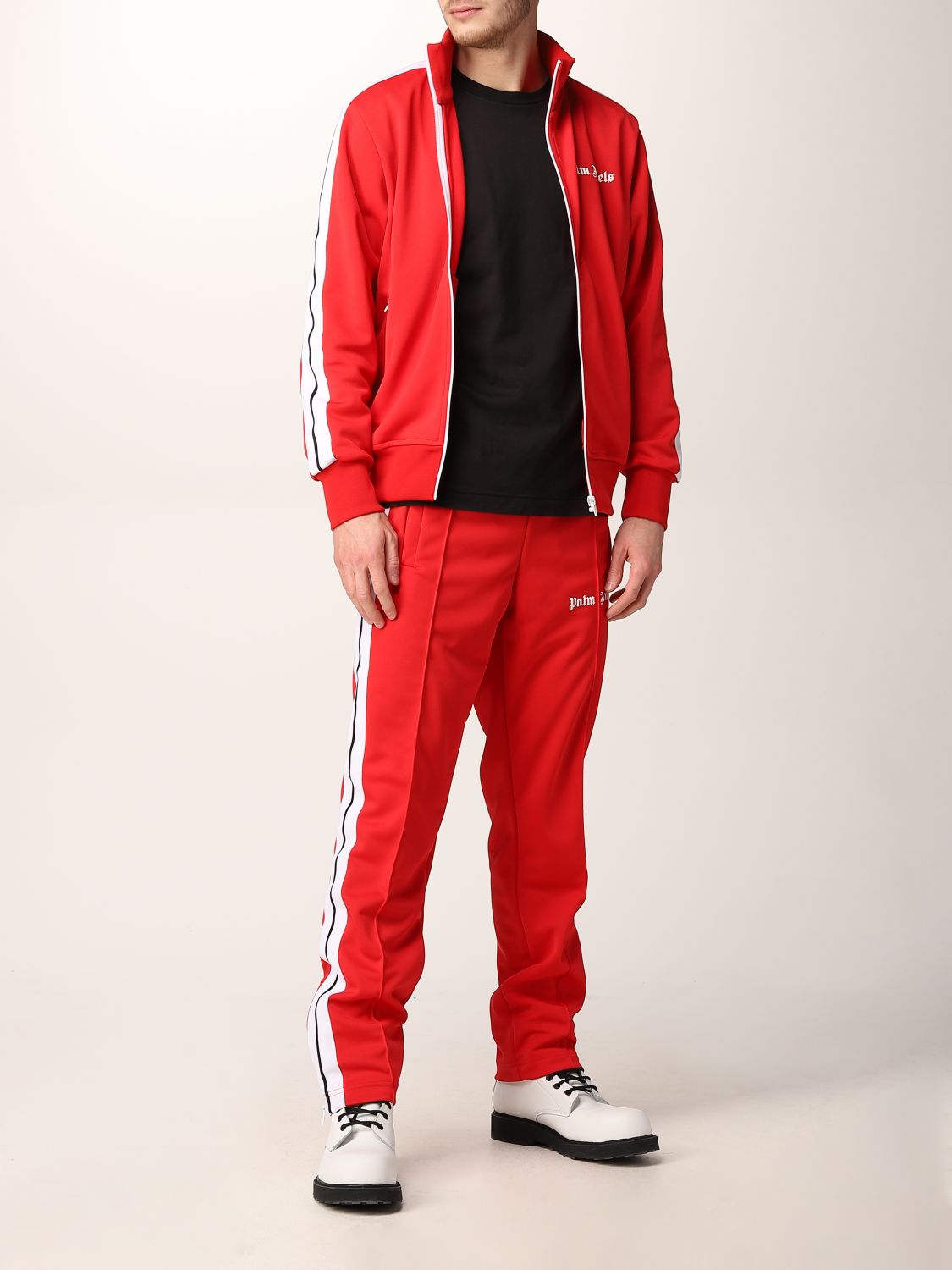 PALM ANGELS: jogging pants with logo - Red | Palm Angels pants ...