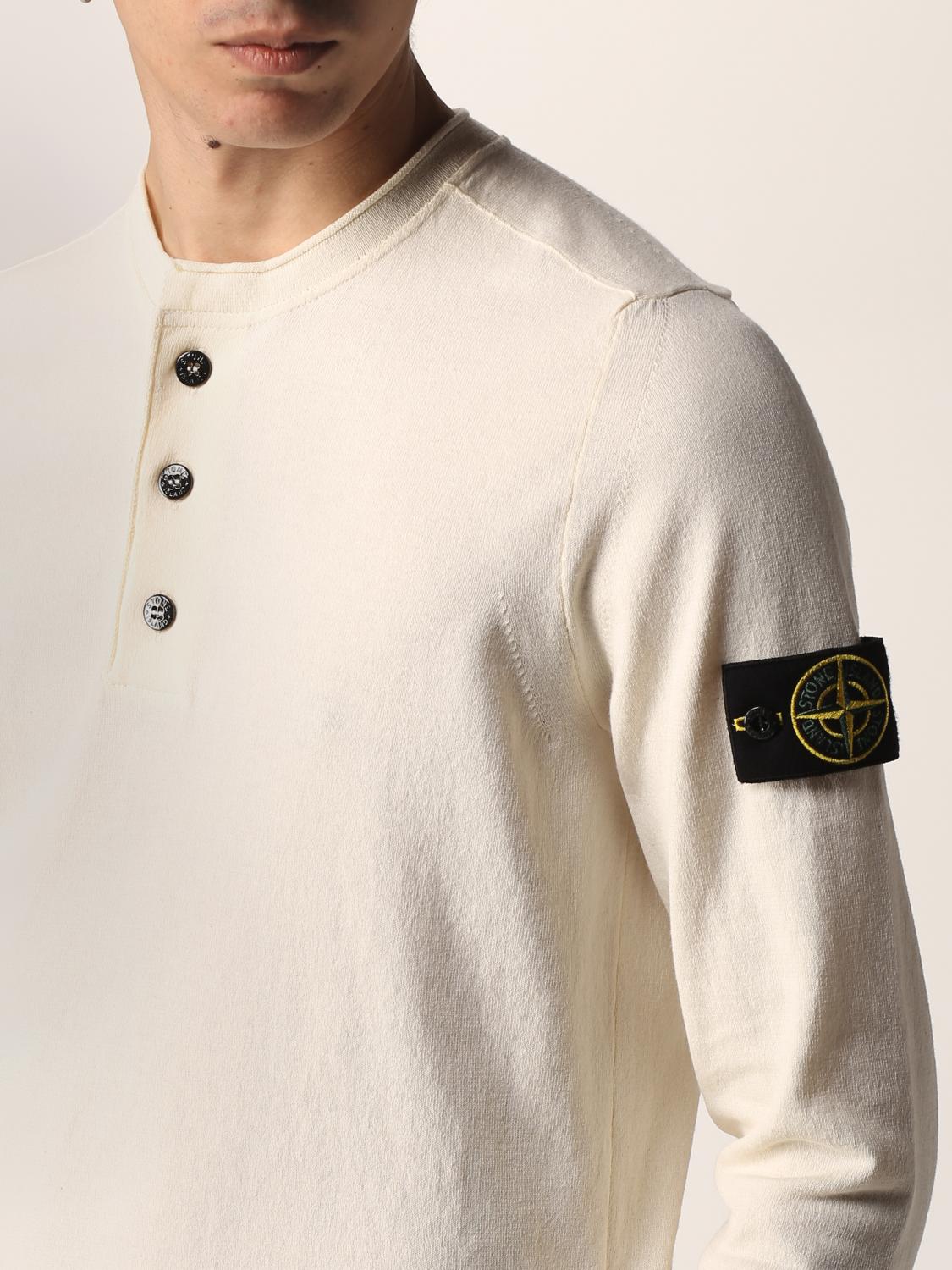 beige stone island jumper