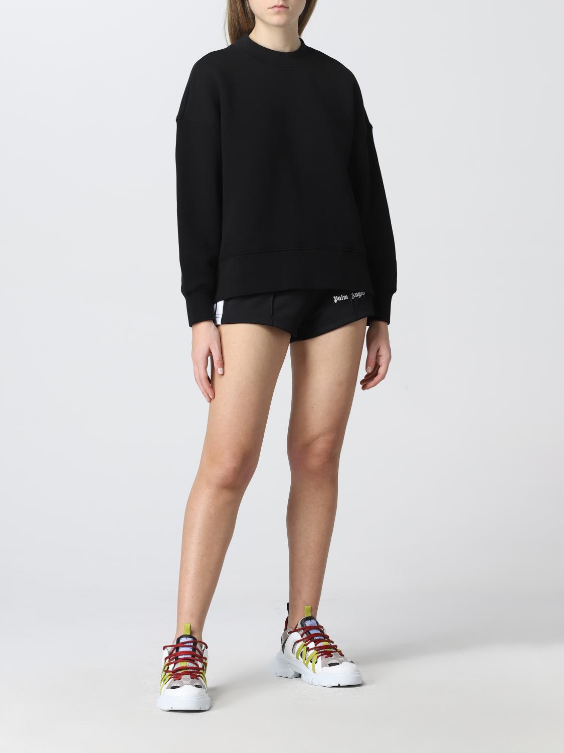 PALM ANGELS: Pantaloncino donna - Nero | Pantaloncino Palm Angels  PWCB003C99FAB001 GIGLIO.COM