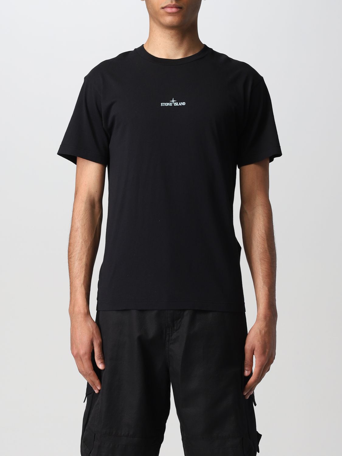 Stone Island T-shirt In Cotton Jersey With Print In Black | ModeSens