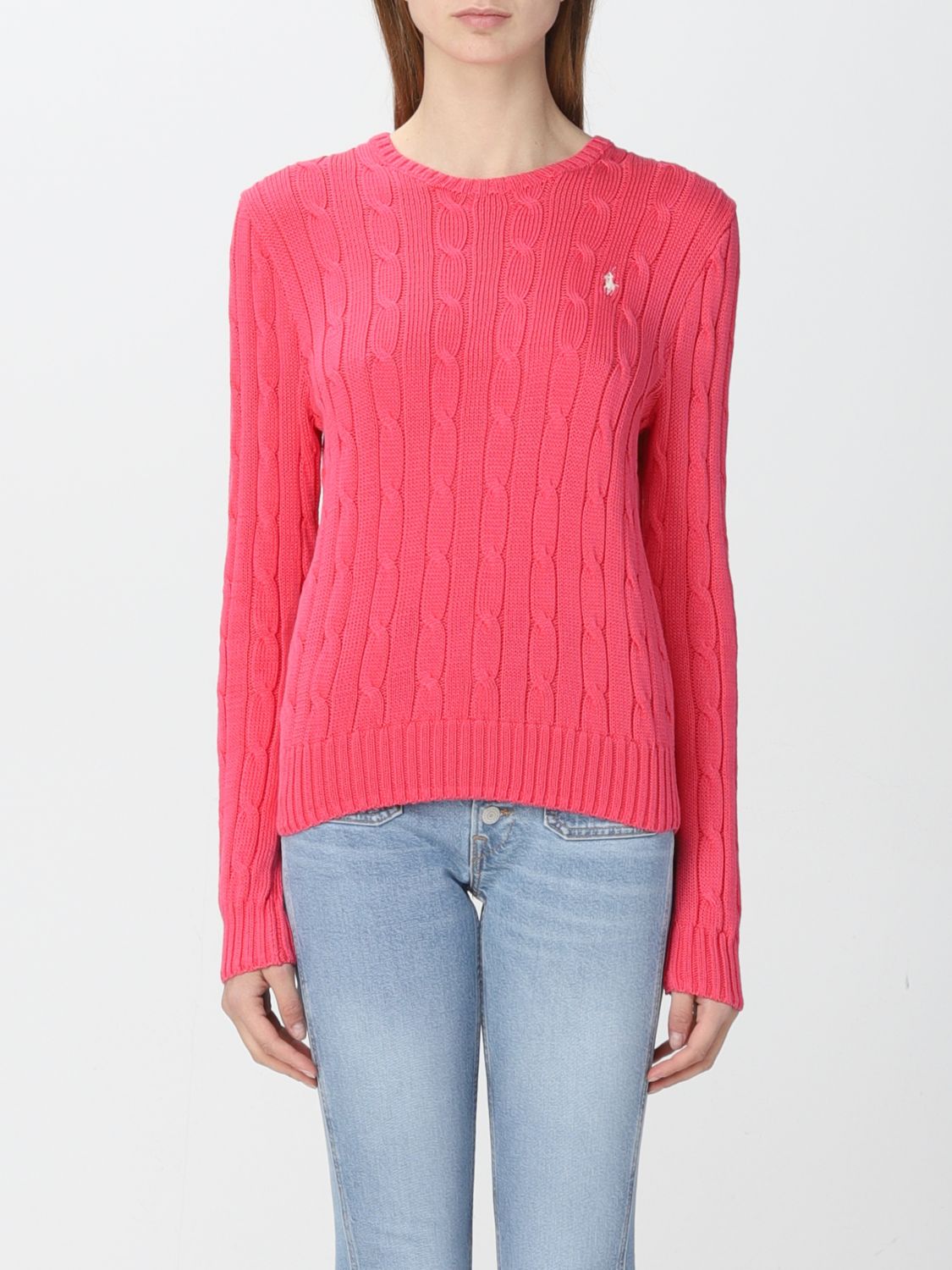 POLO RALPH LAUREN: cable sweater - Baby Pink | Polo Ralph Lauren ...